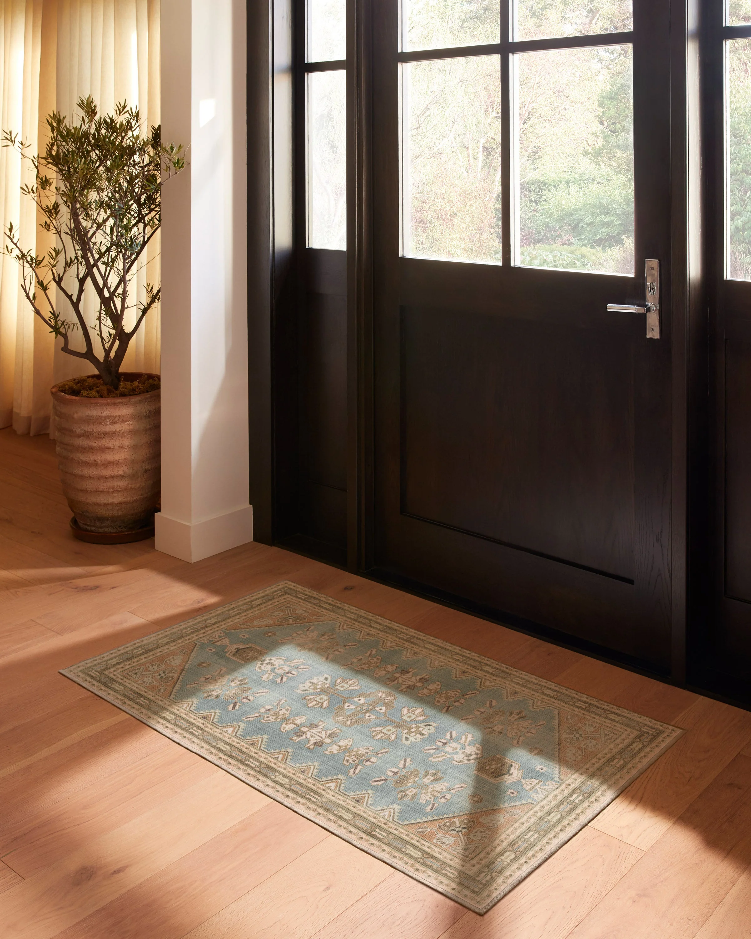Pradera Blue & Terracotta Flatwoven Rug - Image 5