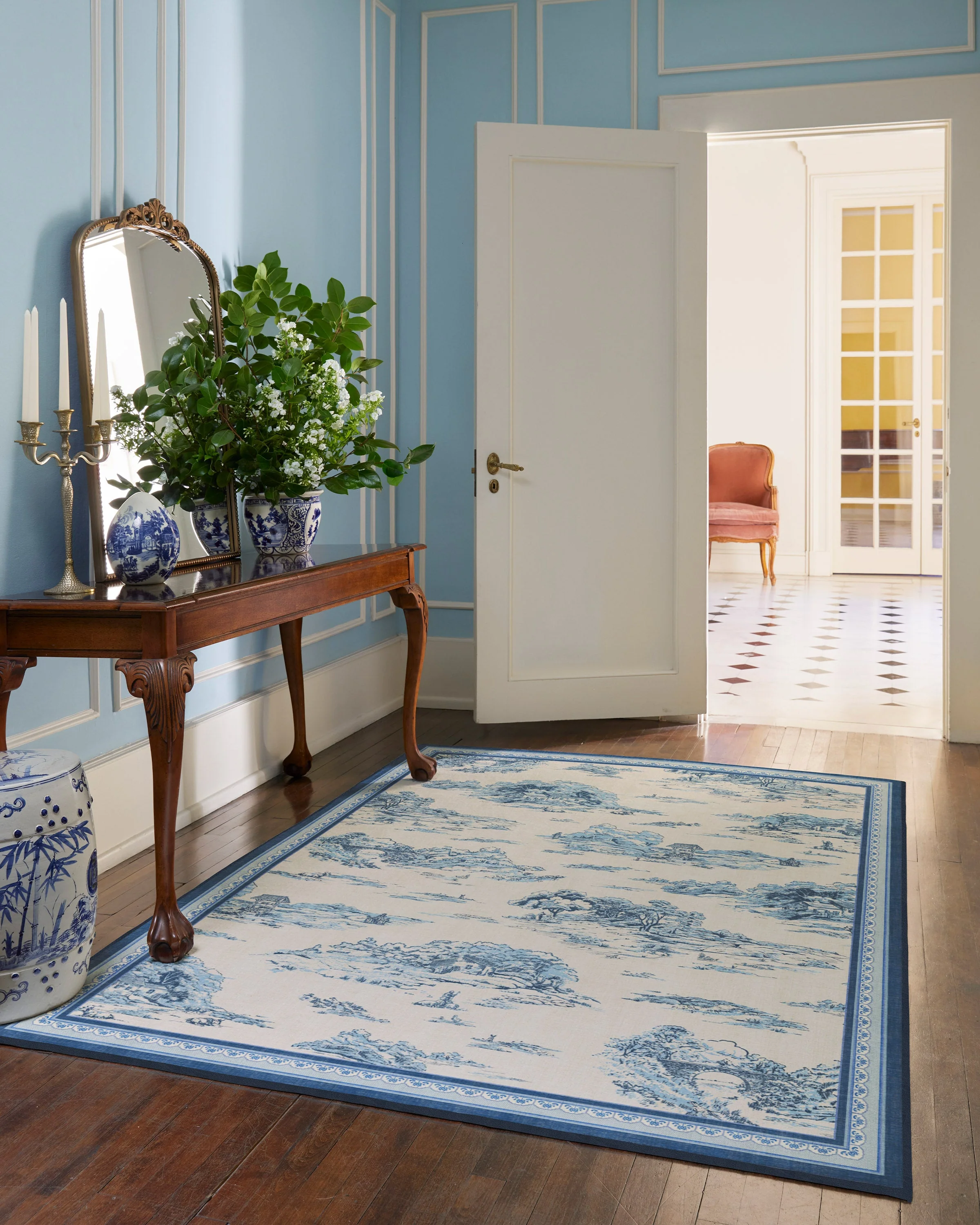 Provence Toile Delft Blue Flatwoven Rug - Image 3