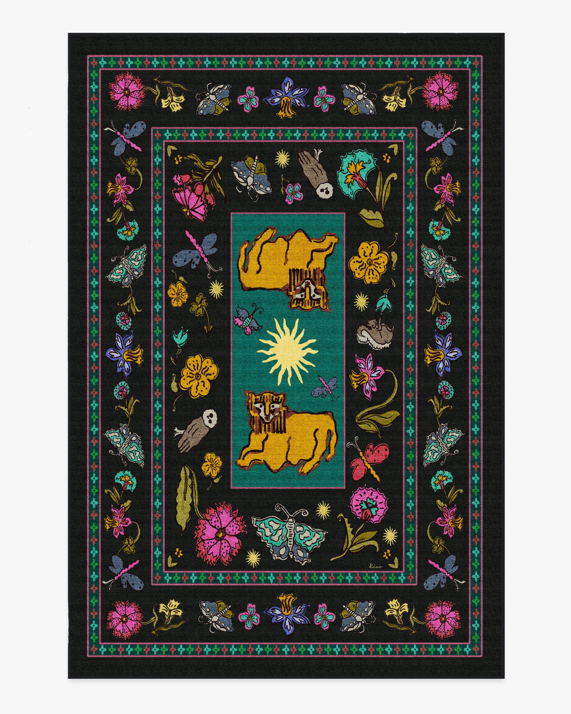 Lion’s Cub Charcoal Multicolor Flatwoven Rug by RIXO - Image 11