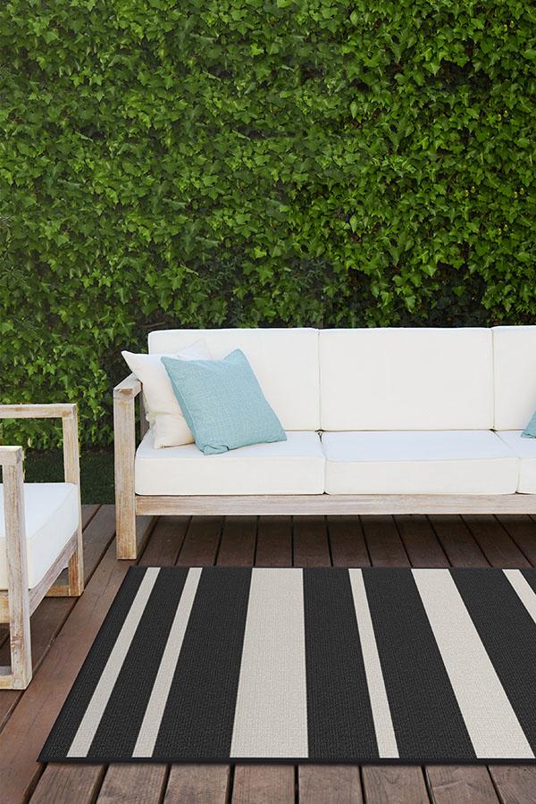 Sailmaker Stripe Black Outdoor Rug - Image 5