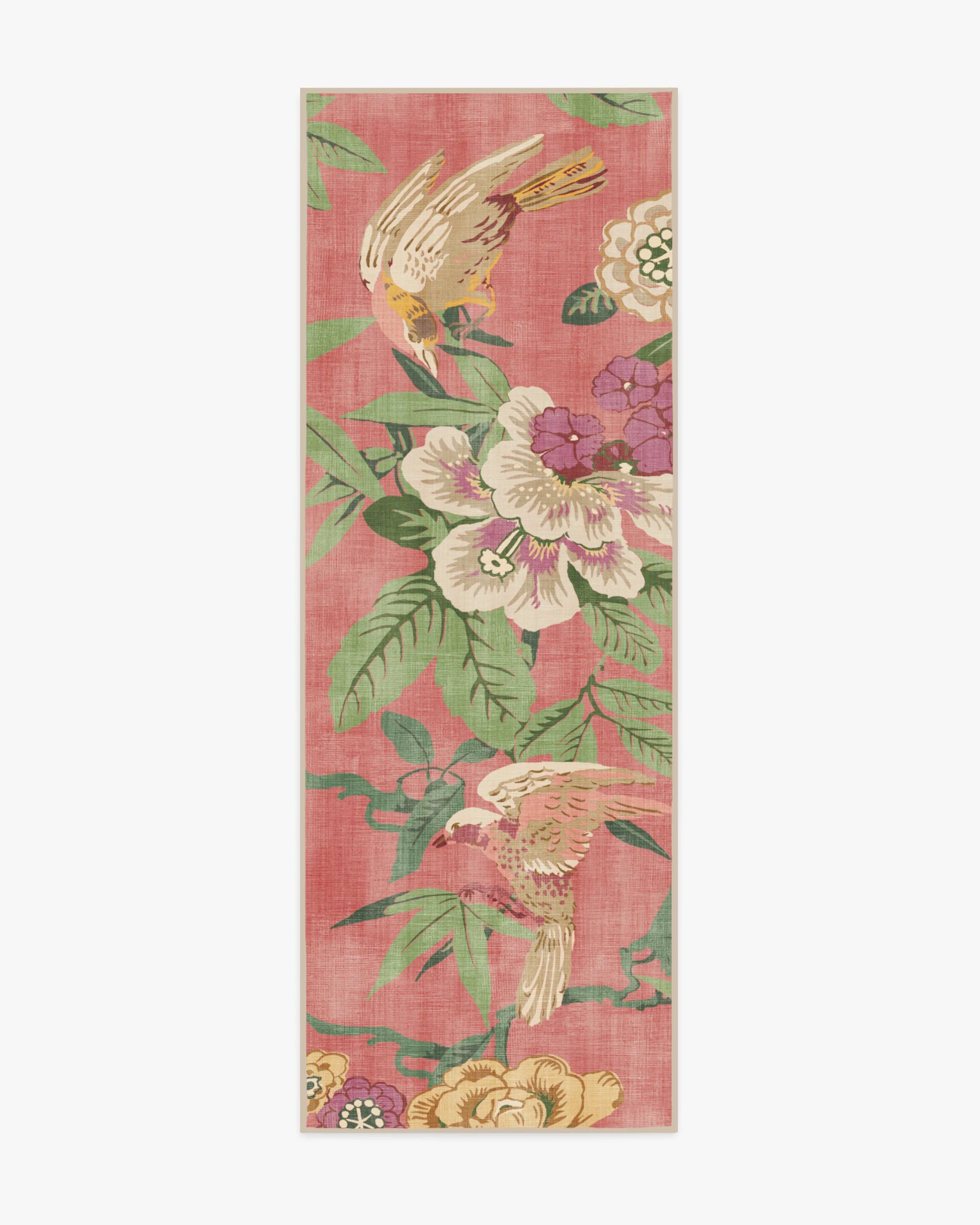 Bamboo & Bird Blossom Pink Flatwoven Rug by Sanderson - Image 10