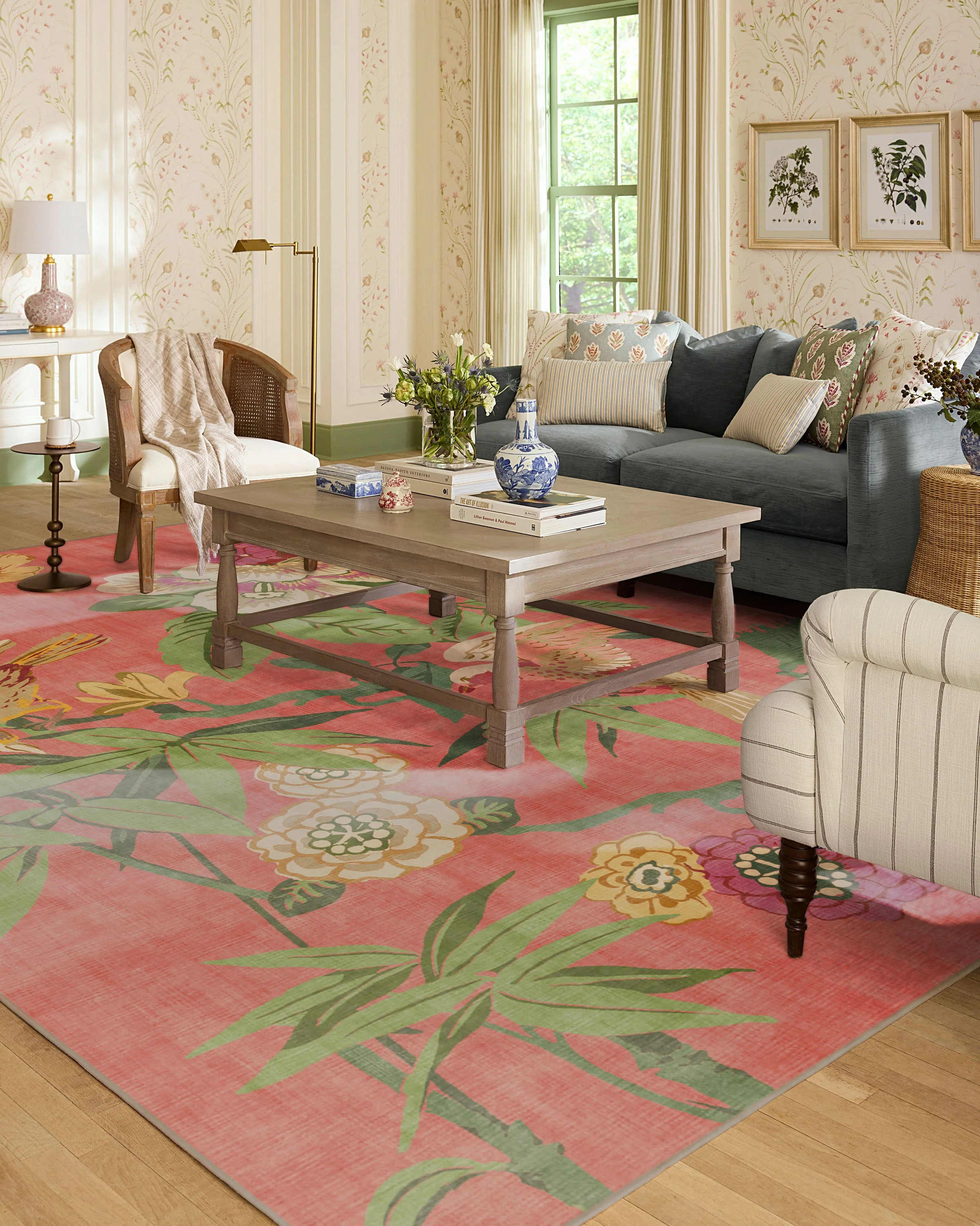 Bamboo & Bird Blossom Pink Flatwoven Rug by Sanderson - Image 8
