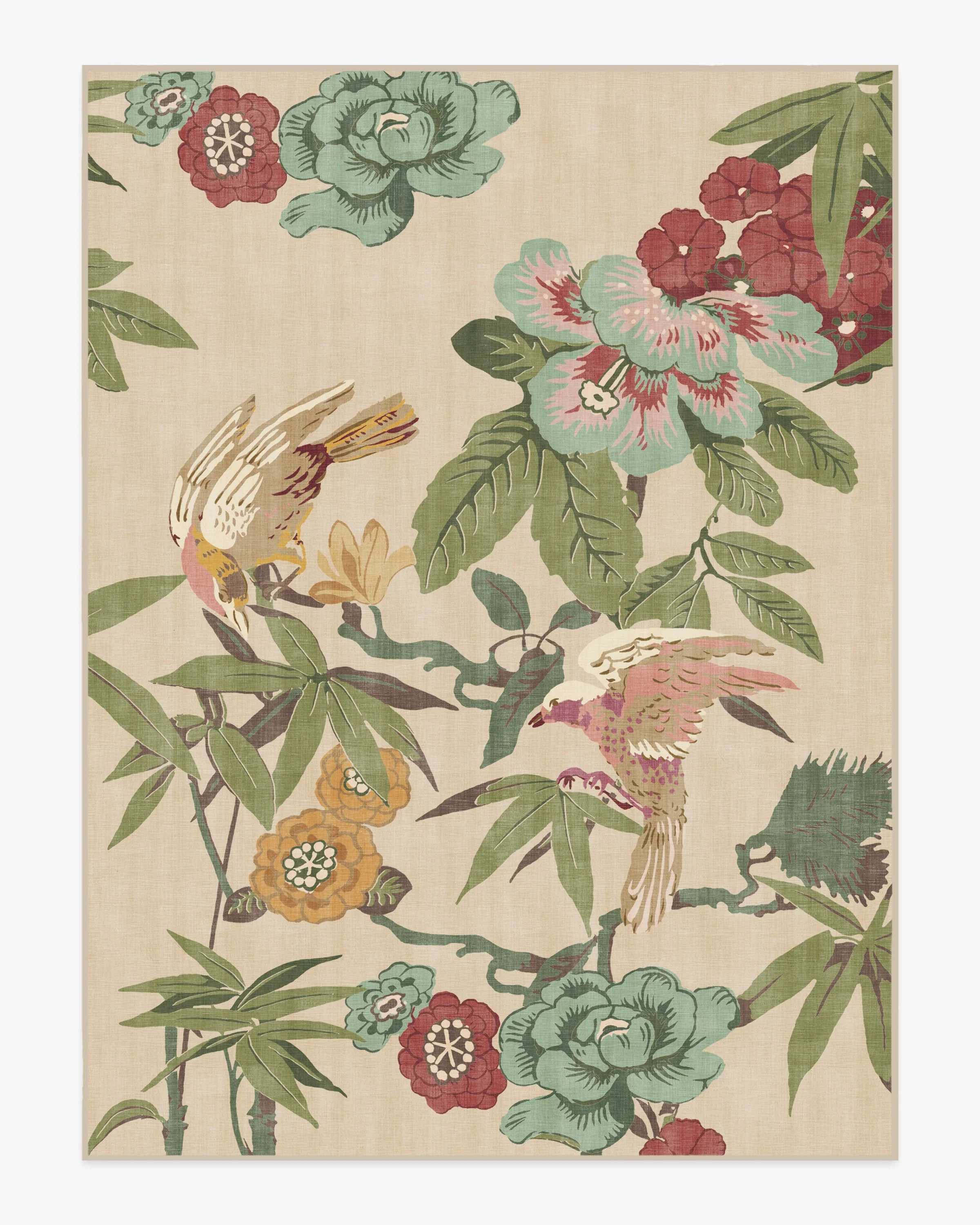 Bamboo & Bird Blush & Jade Rug by Sanderson - Image 10