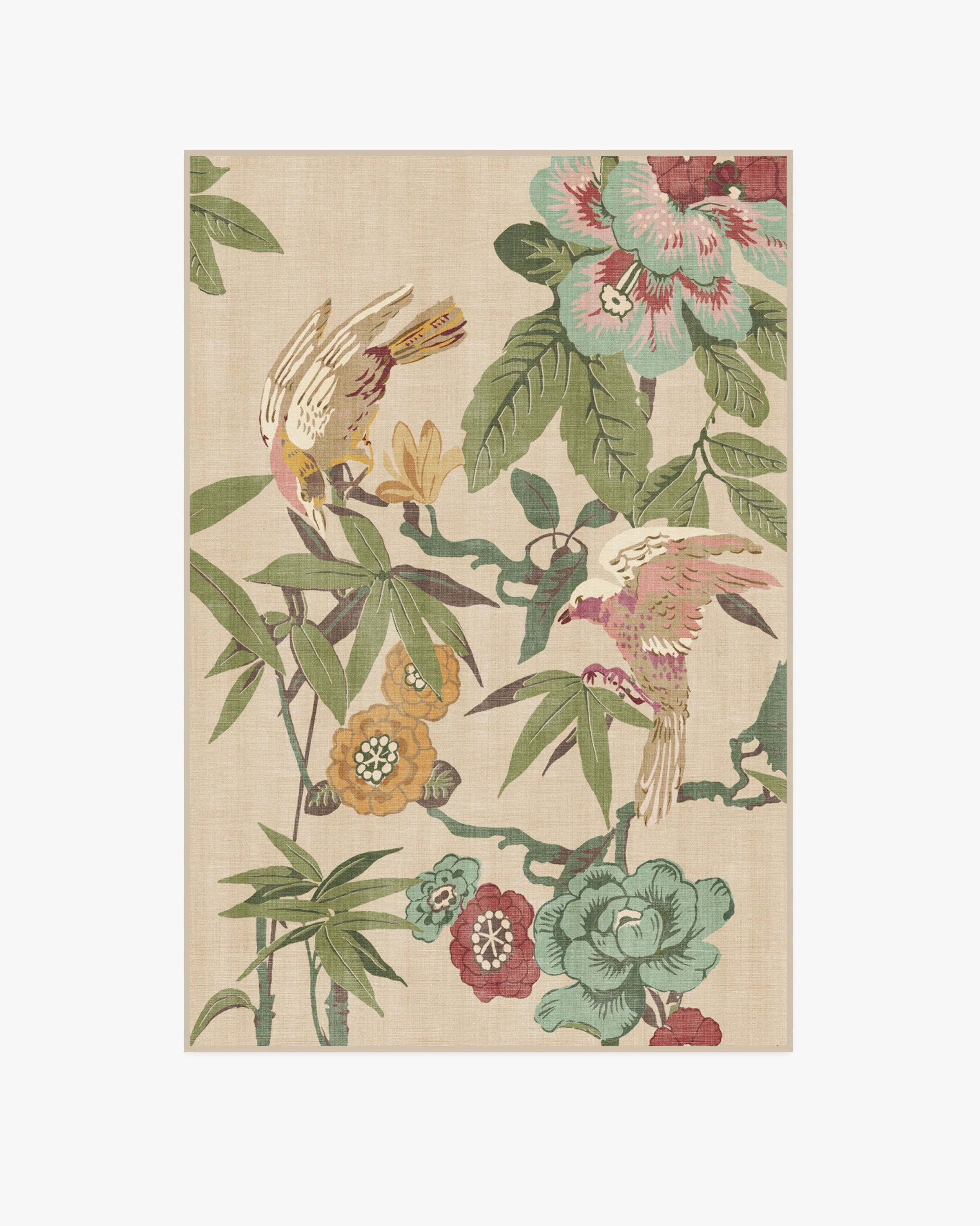 Bamboo & Bird Blush & Jade Rug by Sanderson - Image 7