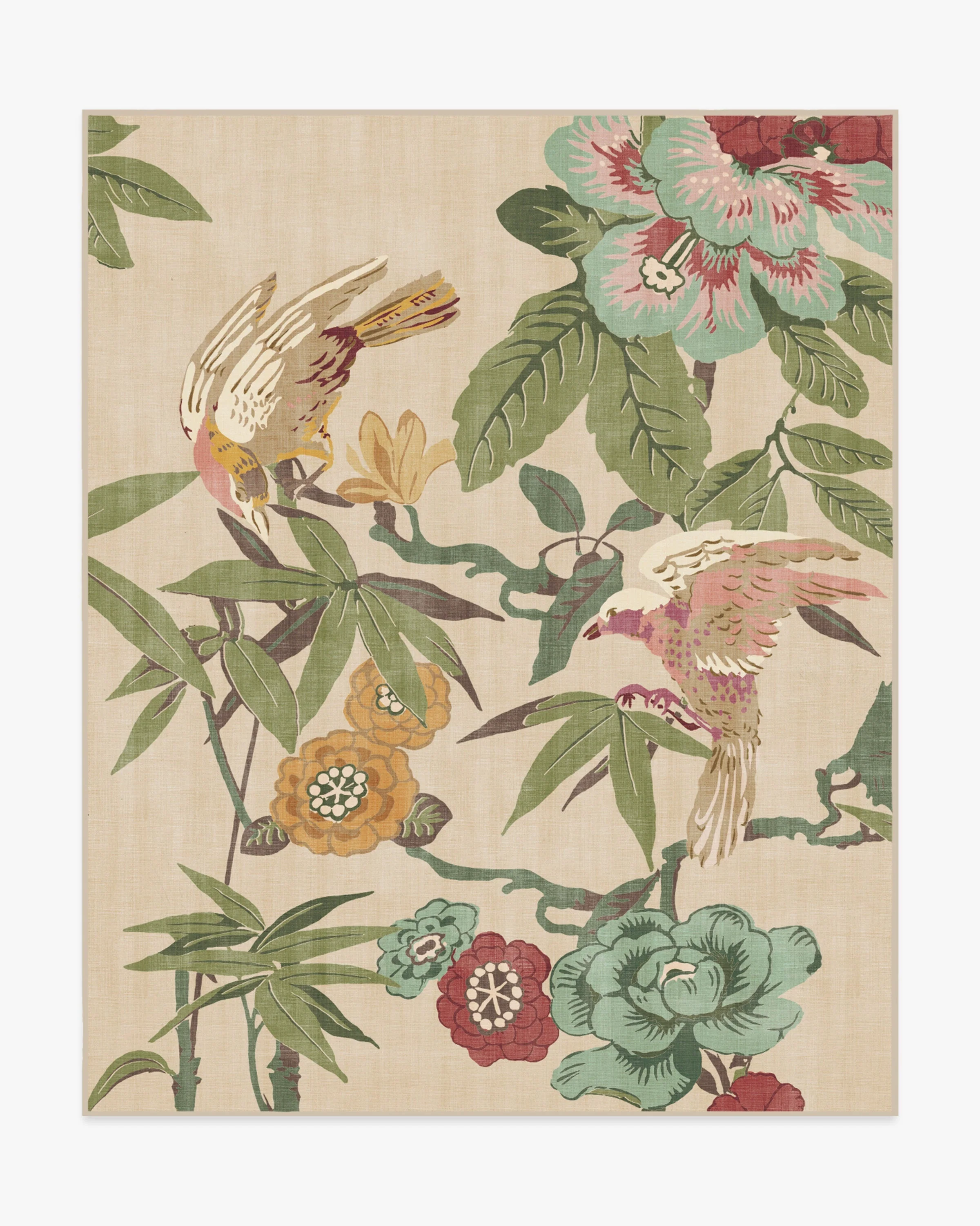 Bamboo & Bird Blush & Jade Rug by Sanderson - Image 9