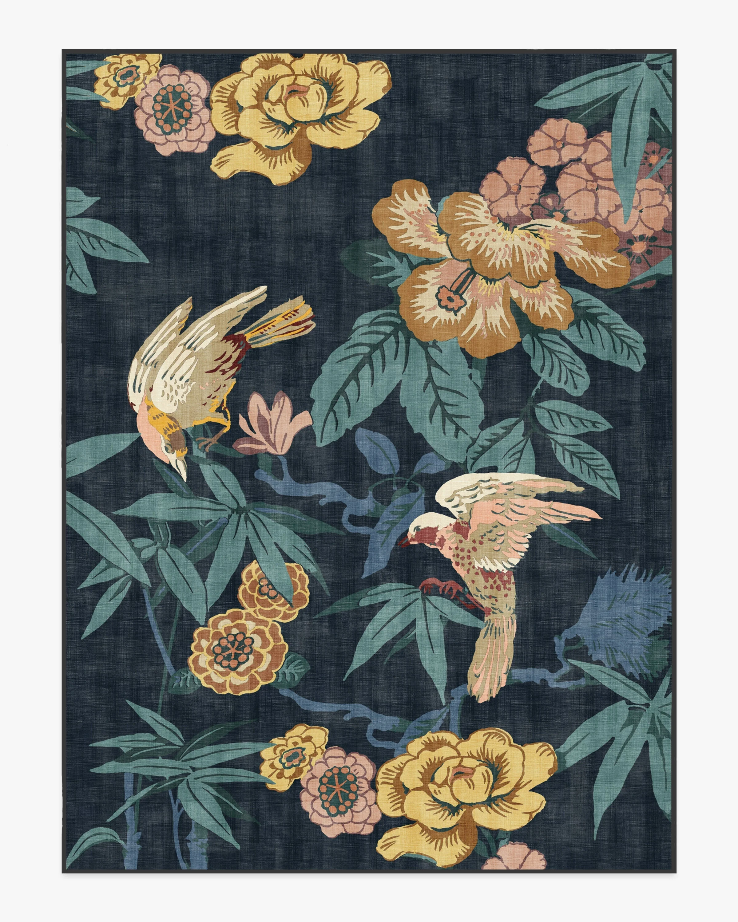 Bamboo & Bird Indigo Rug by Sanderson - Image 10