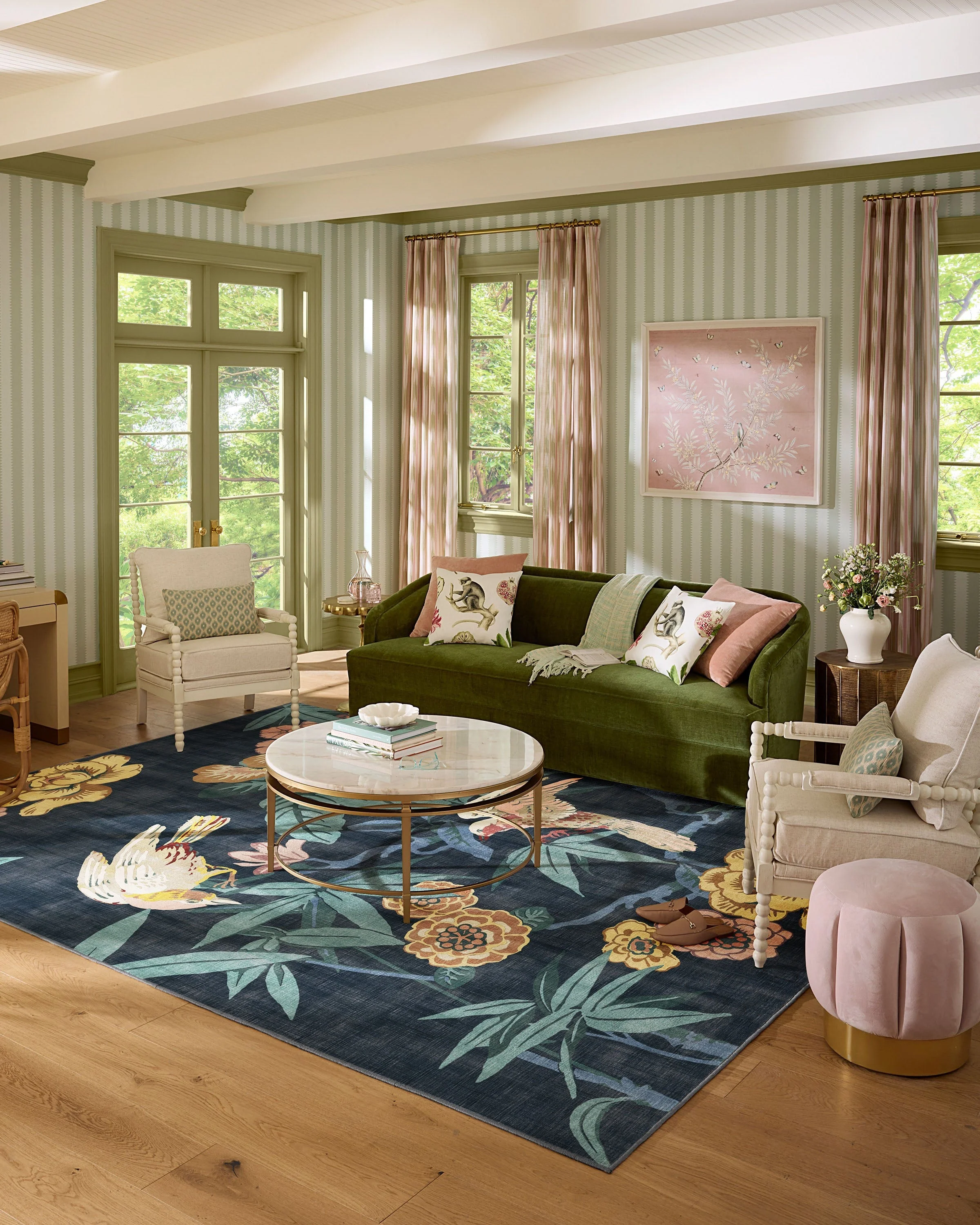 Bamboo & Bird Indigo Rug by Sanderson - Image 21