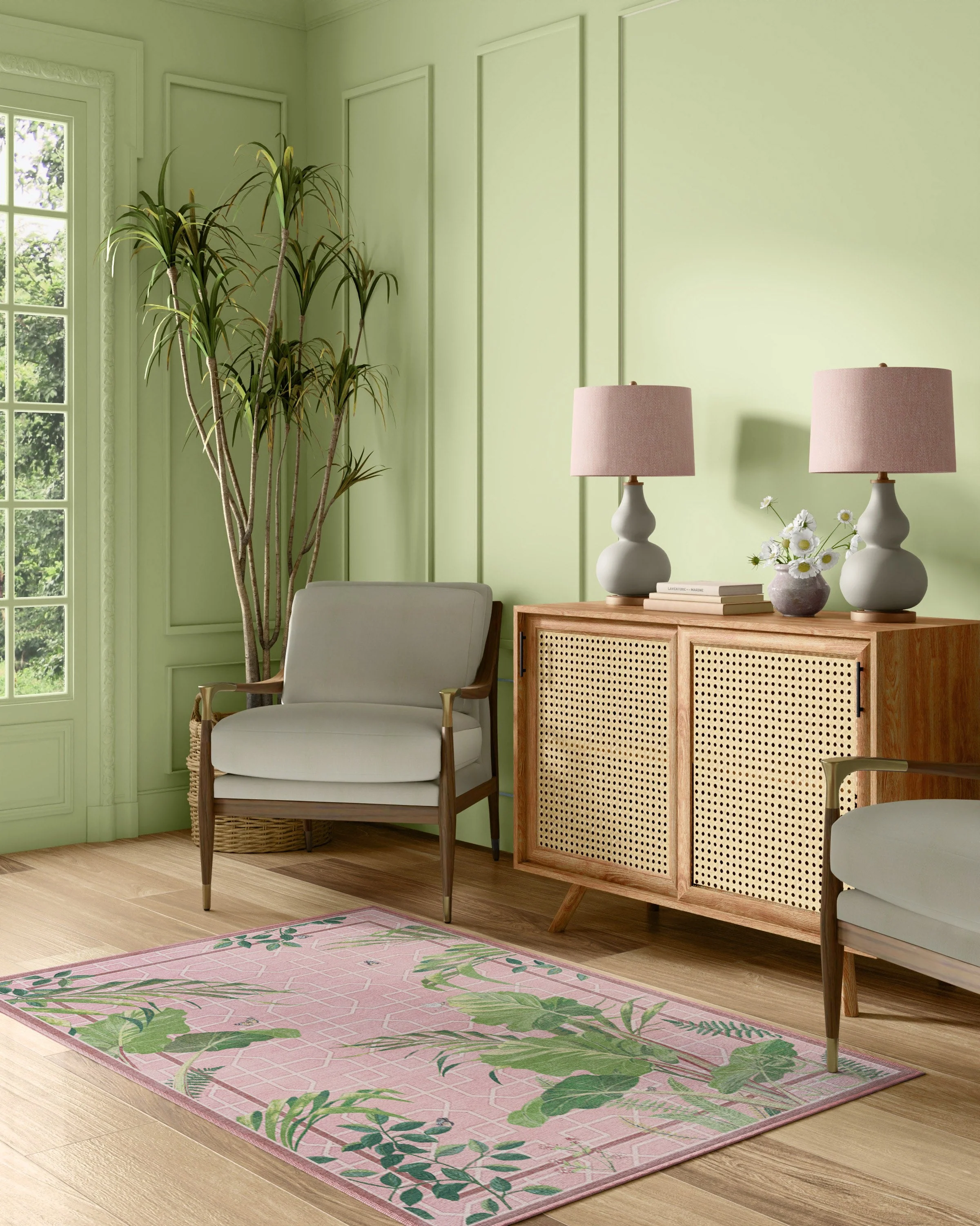Palm House Rose Flatwoven Rug by Sanderson - Image 6