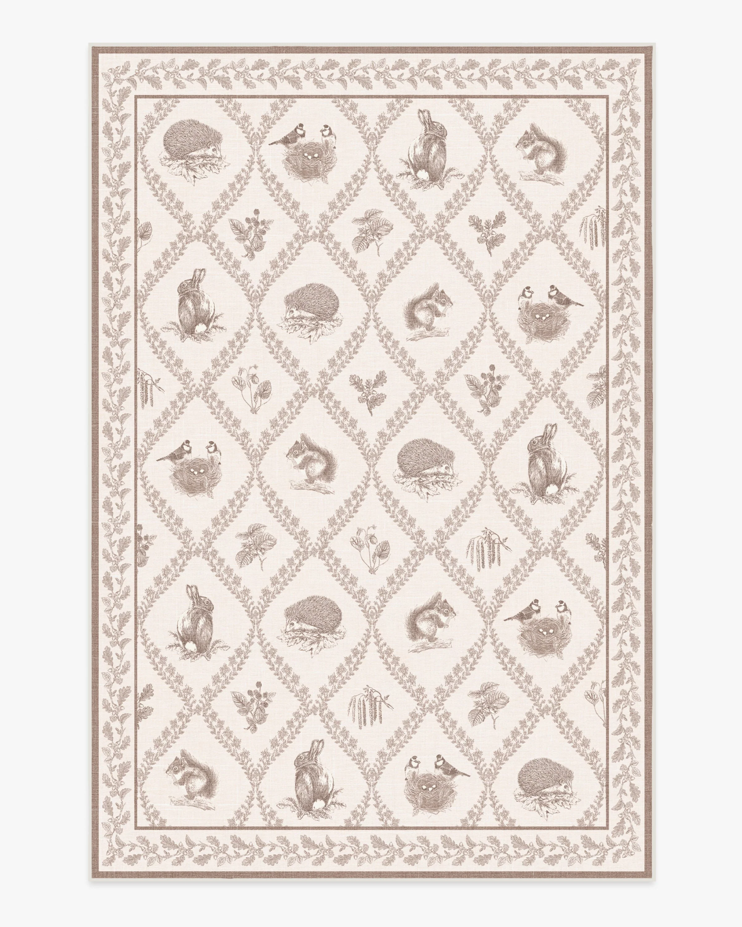 Squirrel & Hedgehog Fawn Flatwoven Rug by Sanderson - Image 15