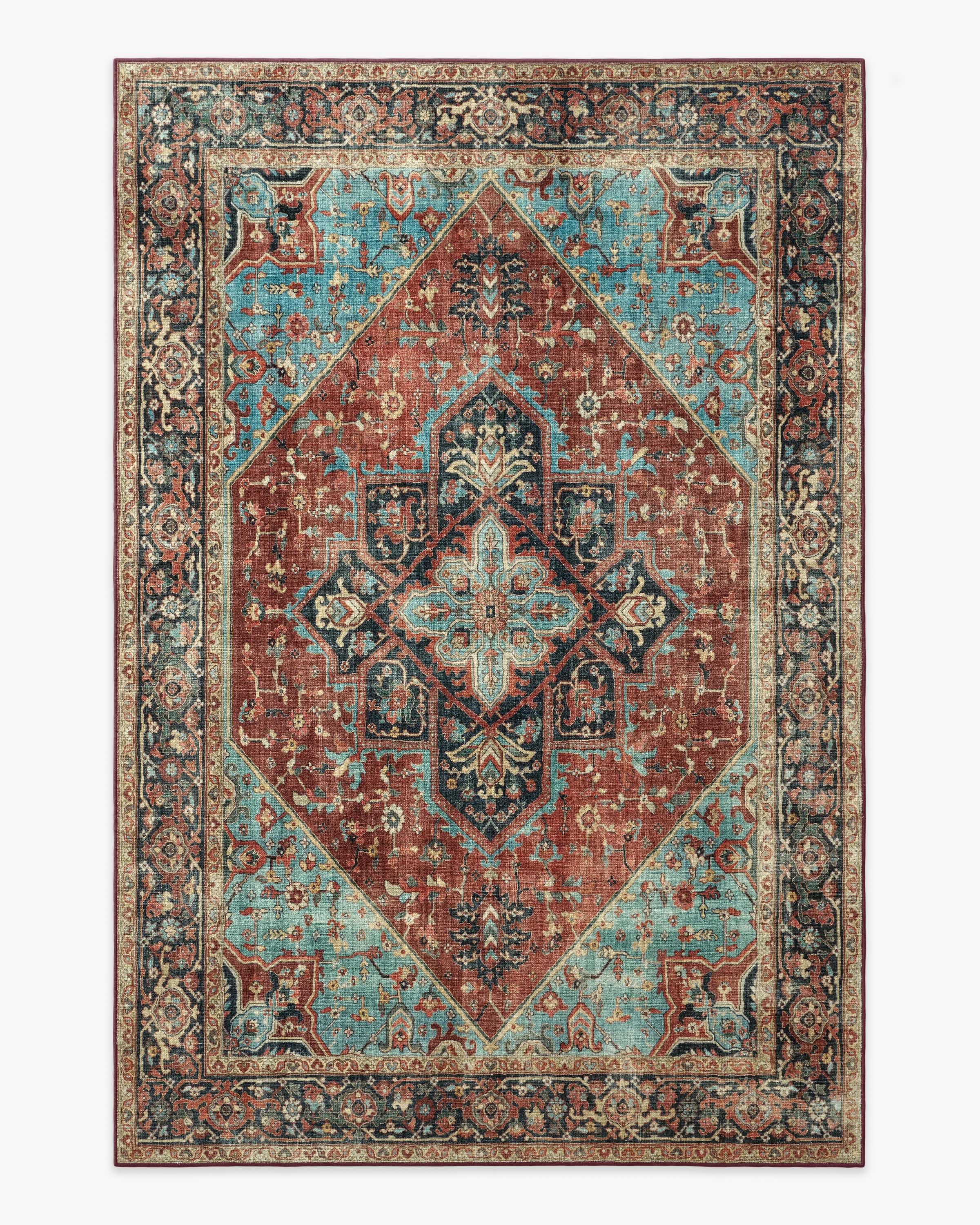 Santiago Crimson & Light Blue Rug - Image 4