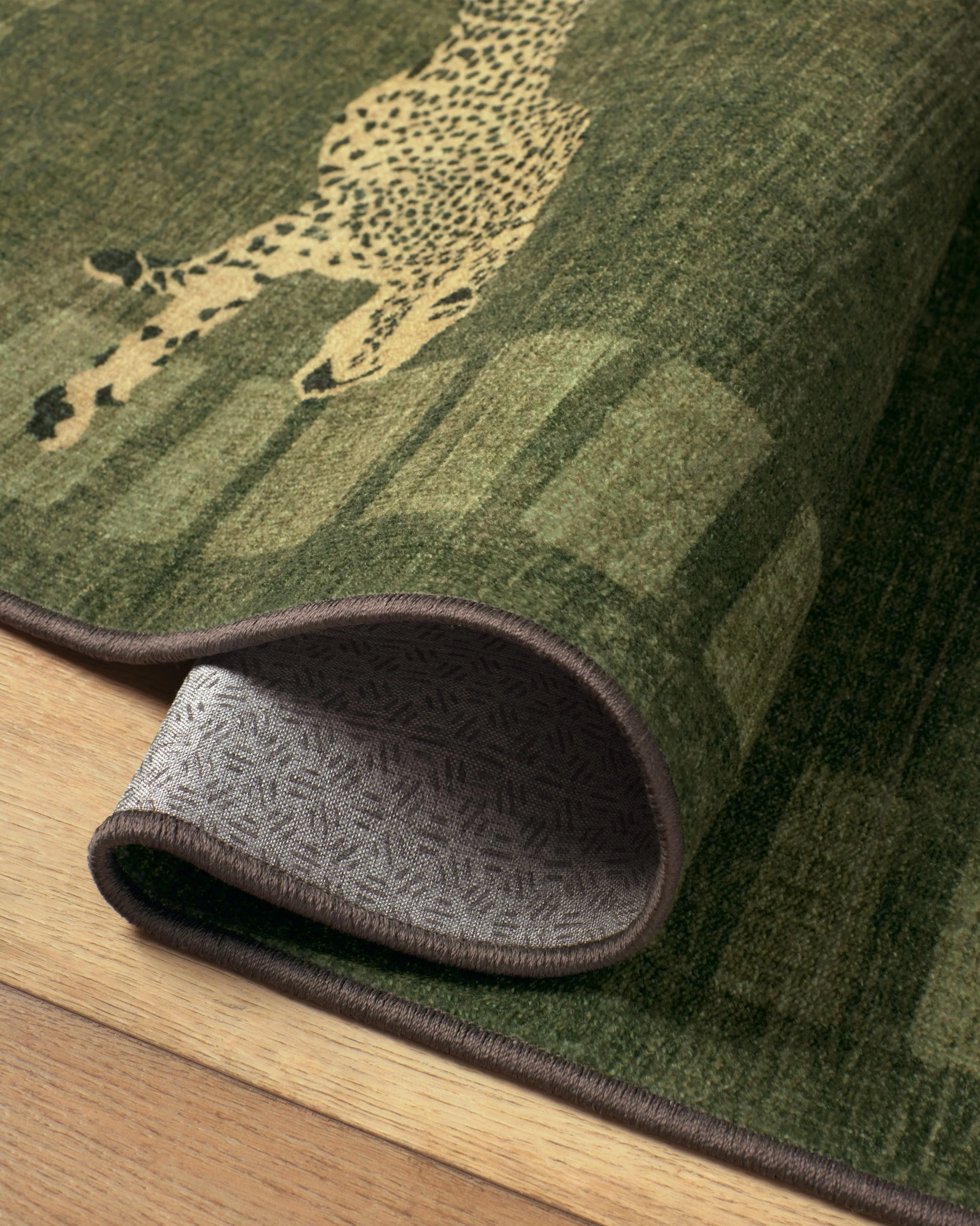 Leaping Cheetah Olive Green Rug by Scalamandré - Image 7