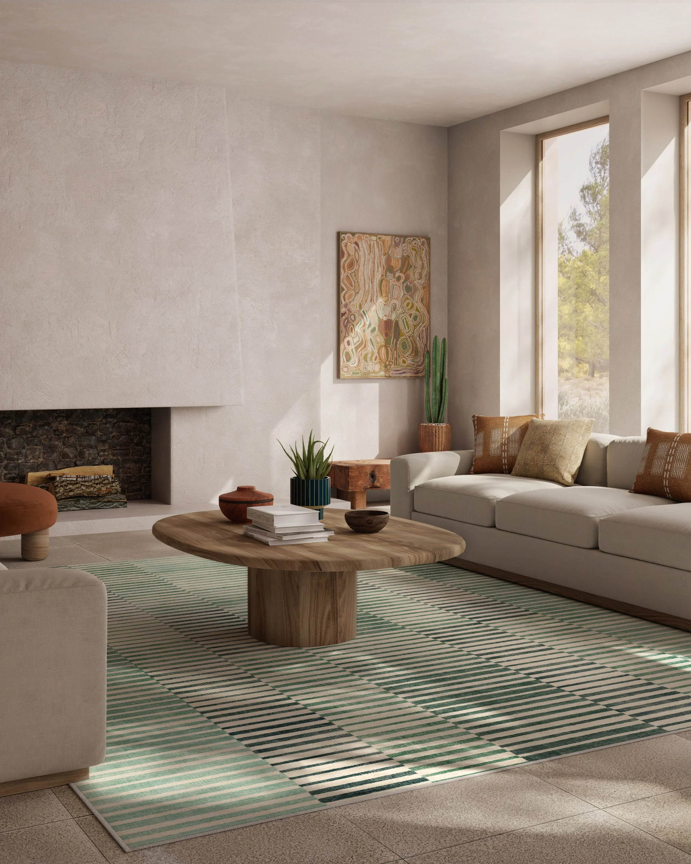 Shadow Stripe Green Flatwoven Rug - Image 11