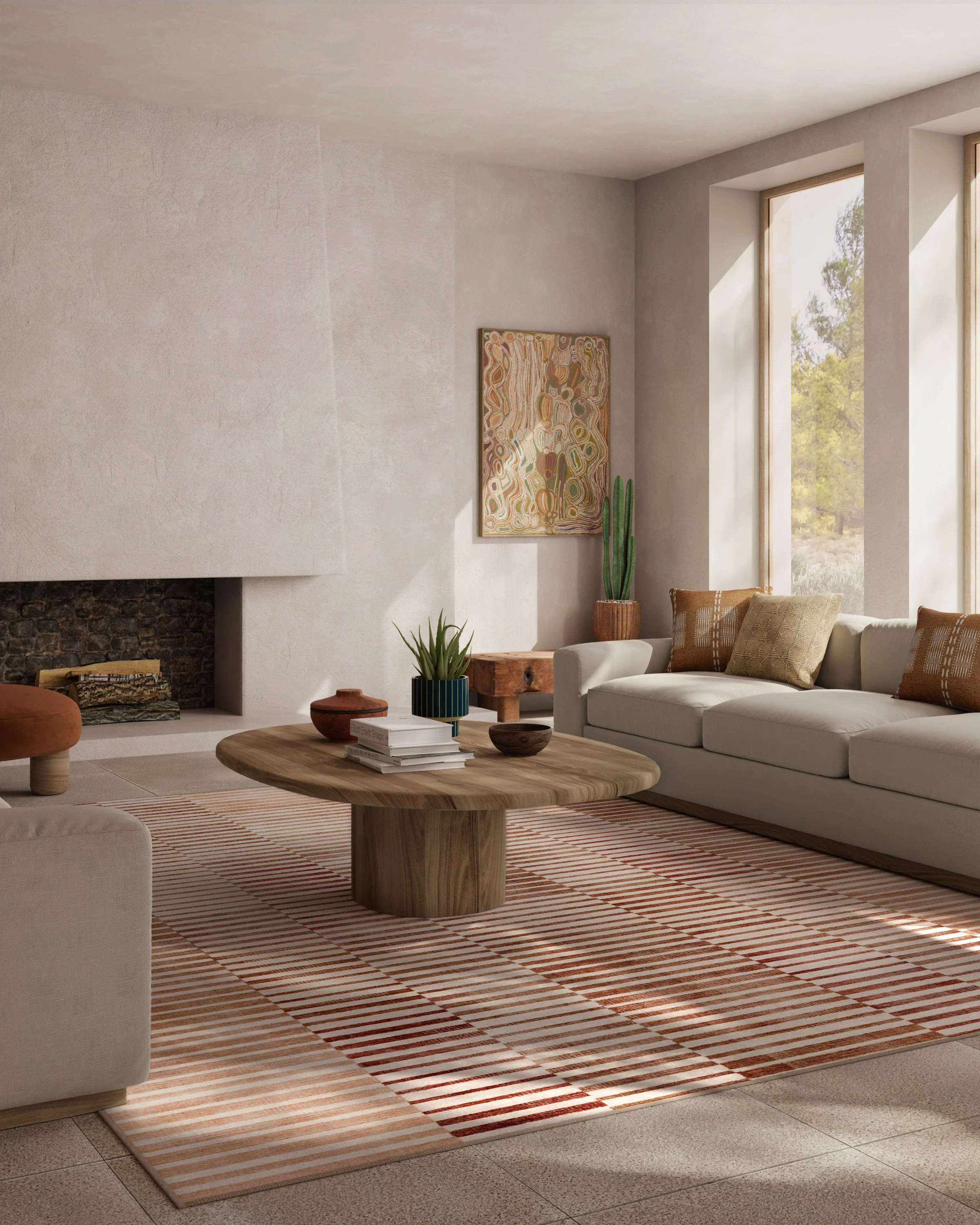 Shadow Stripe Terracotta Flatwoven Rug - Image 11