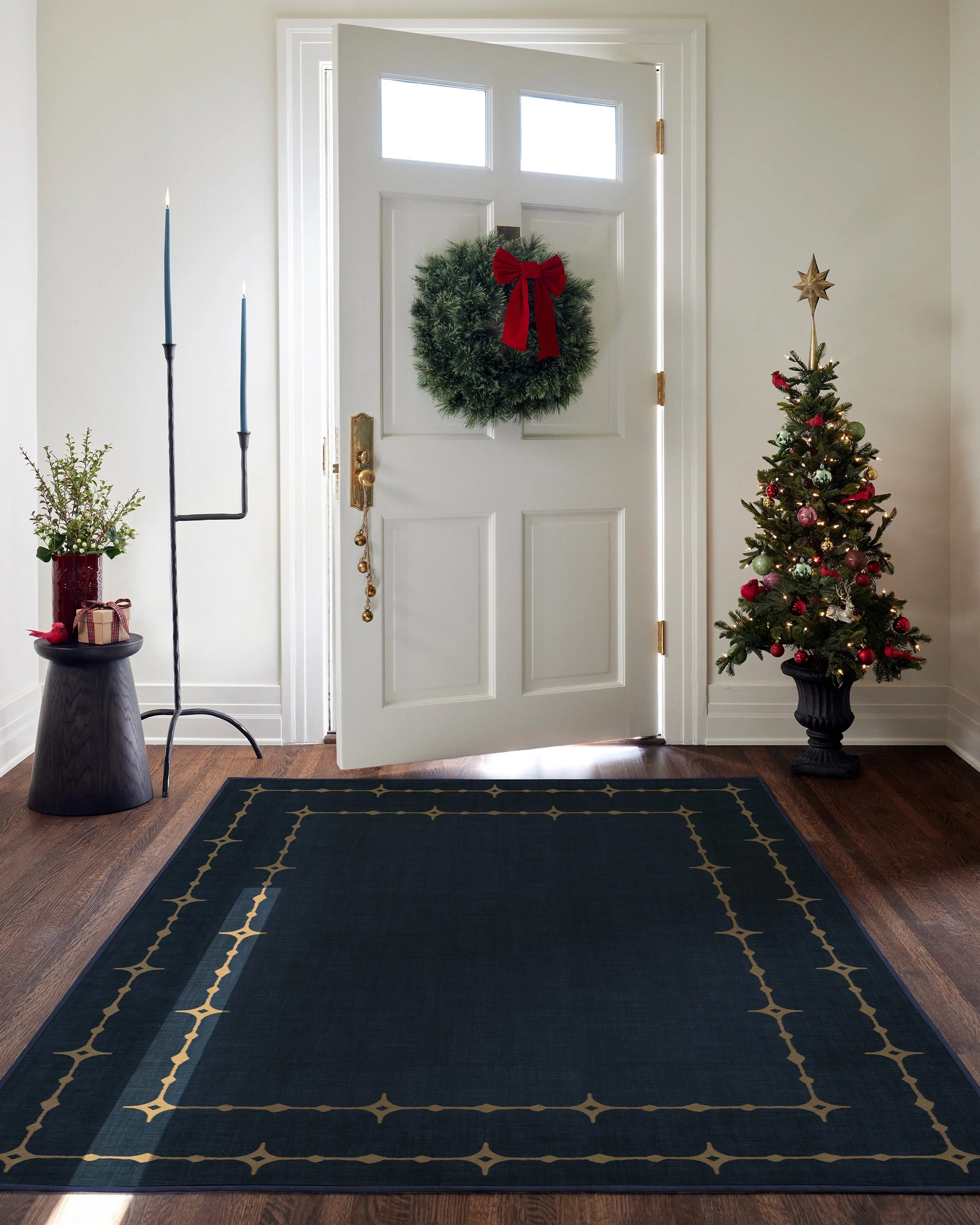 Sparkle Border Dark Navy Flatwoven Rug - Image 3