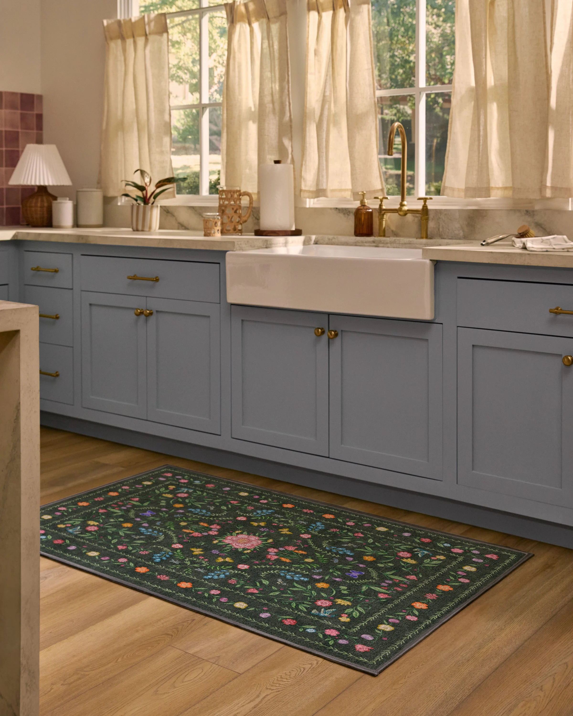 Springtime Lullaby Charcoal Multicolor Flatwoven Rug - Image 3