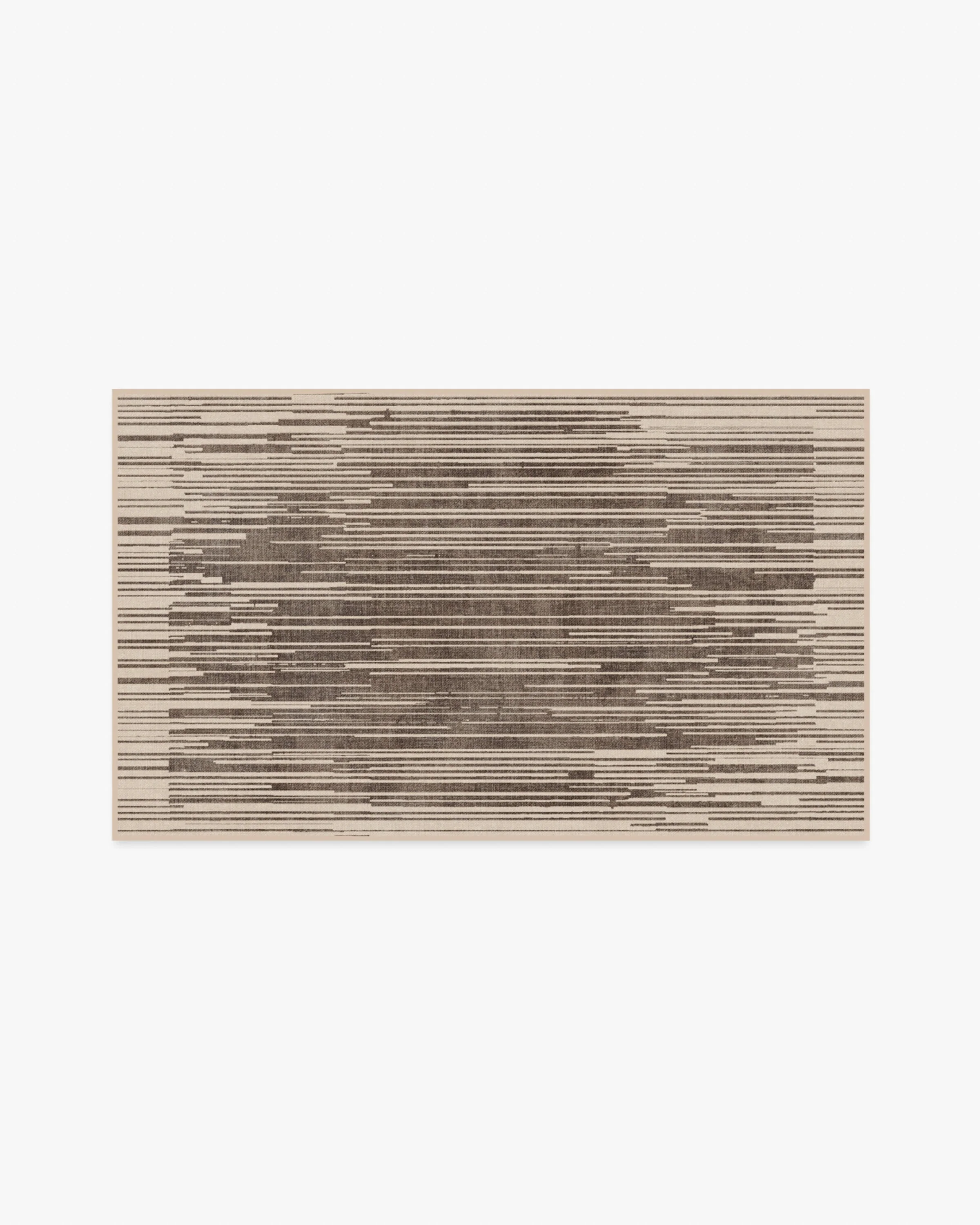 Striated Border Brown Flatwoven Rug