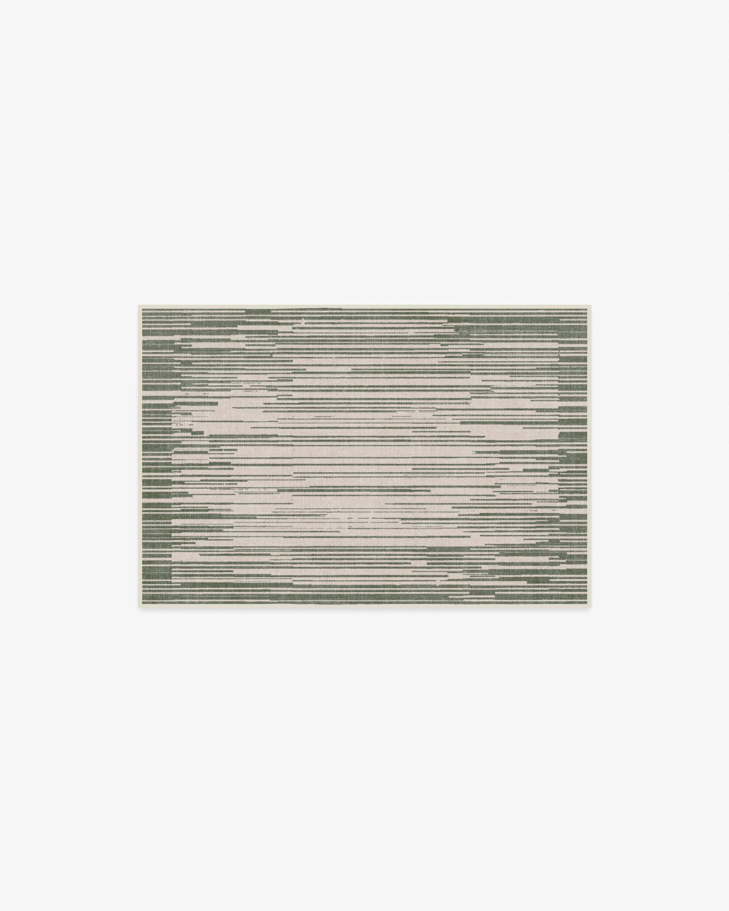 Striated Border Olive Green Flatwoven Rug - Image 3