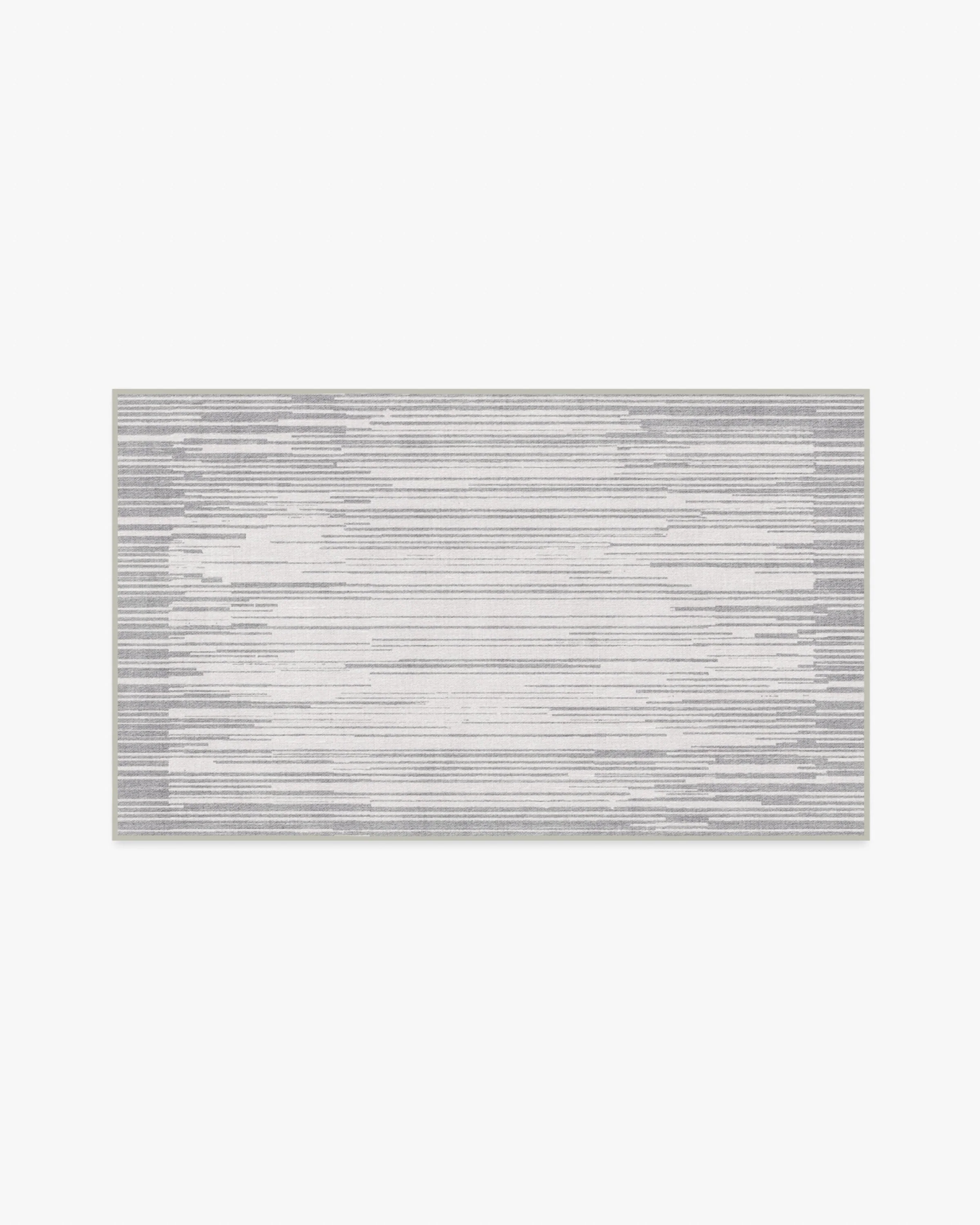 Striated Border Soft Grey Flatwoven Rug