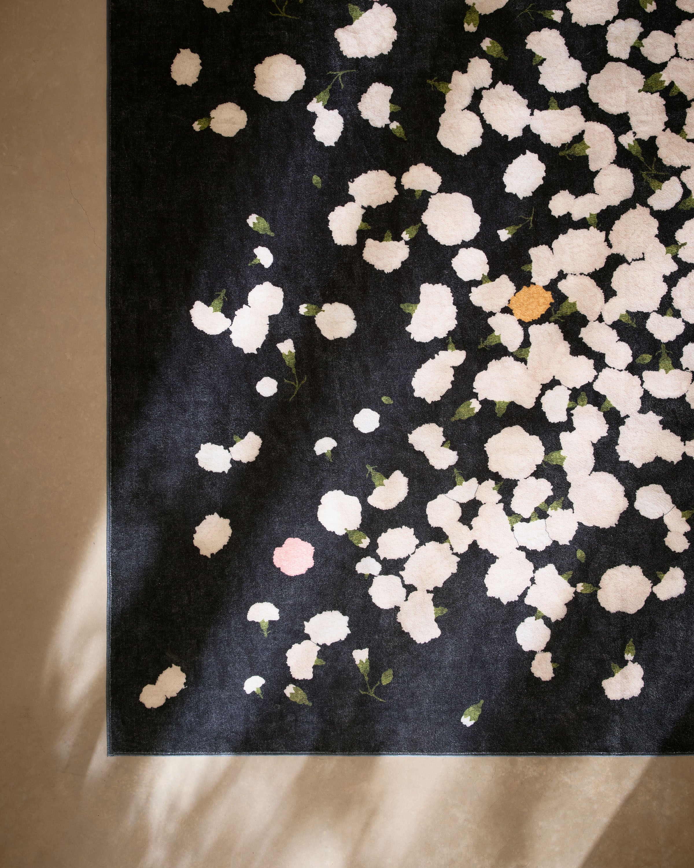 Fluttering Carnations Charcoal & Ivory Flatwoven Rug by The Local Project - Image 2