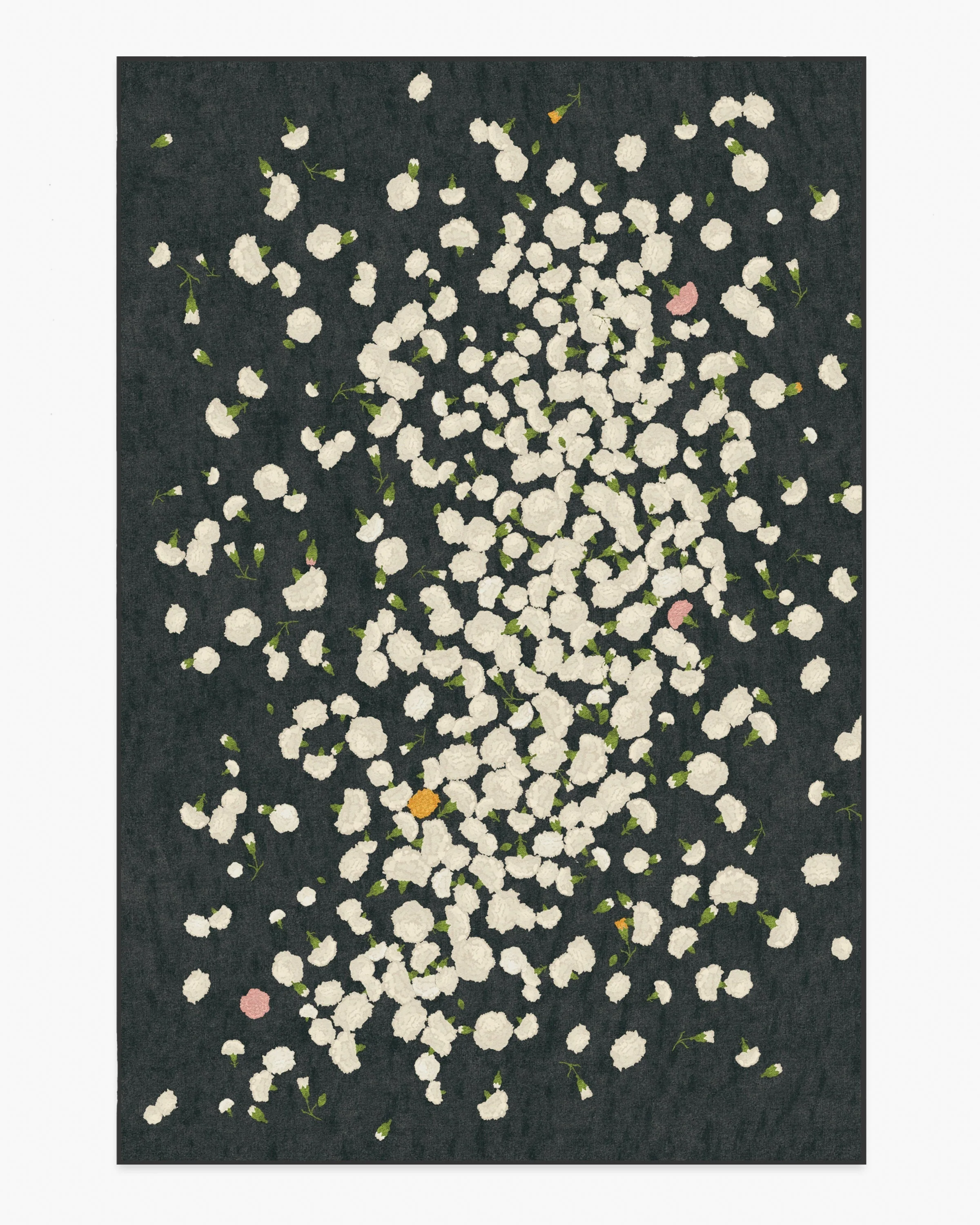 Fluttering Carnations Charcoal & Ivory Rug by The Local Project - Image 4