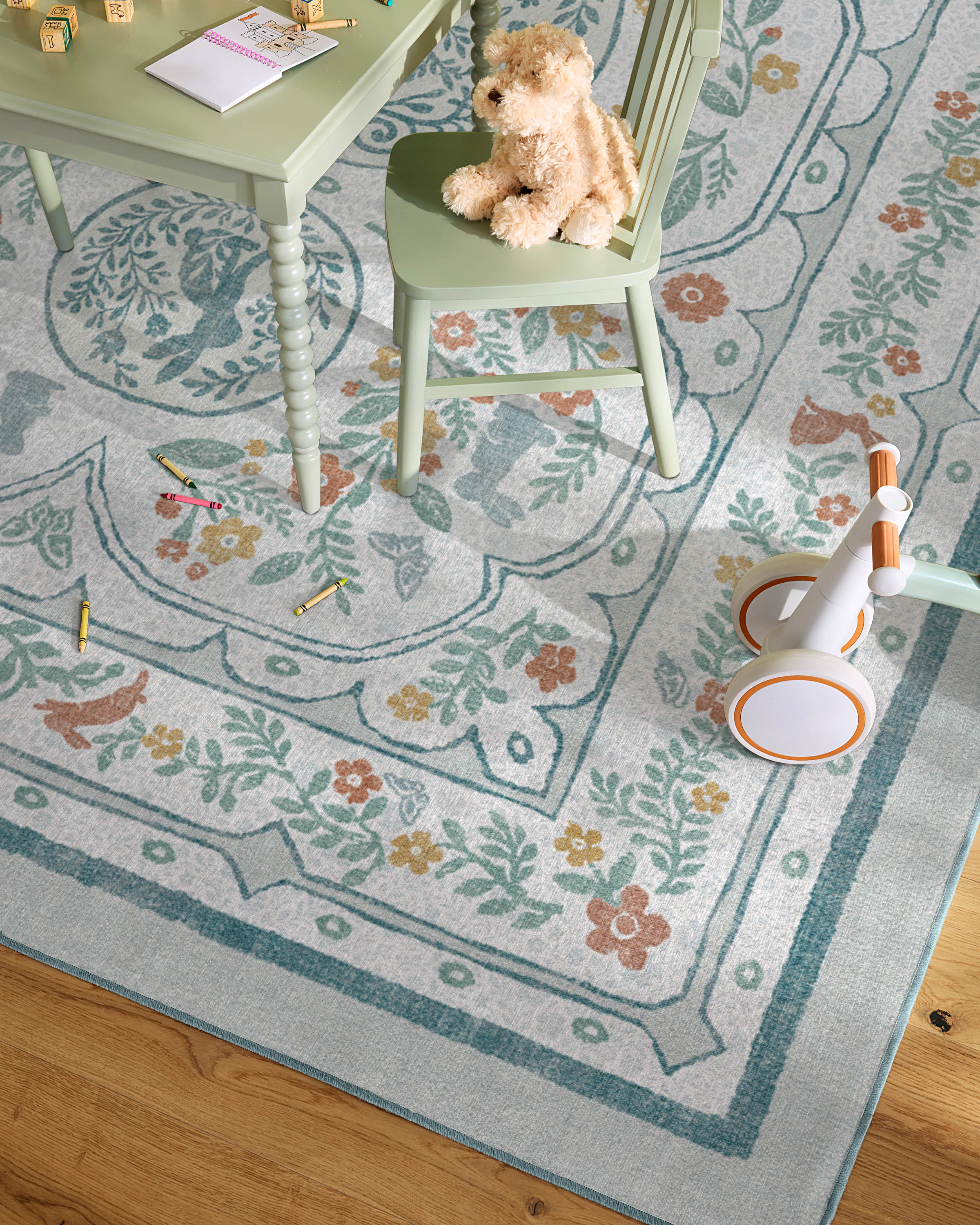 Twin Bunny Border Blue Rug - Image 2