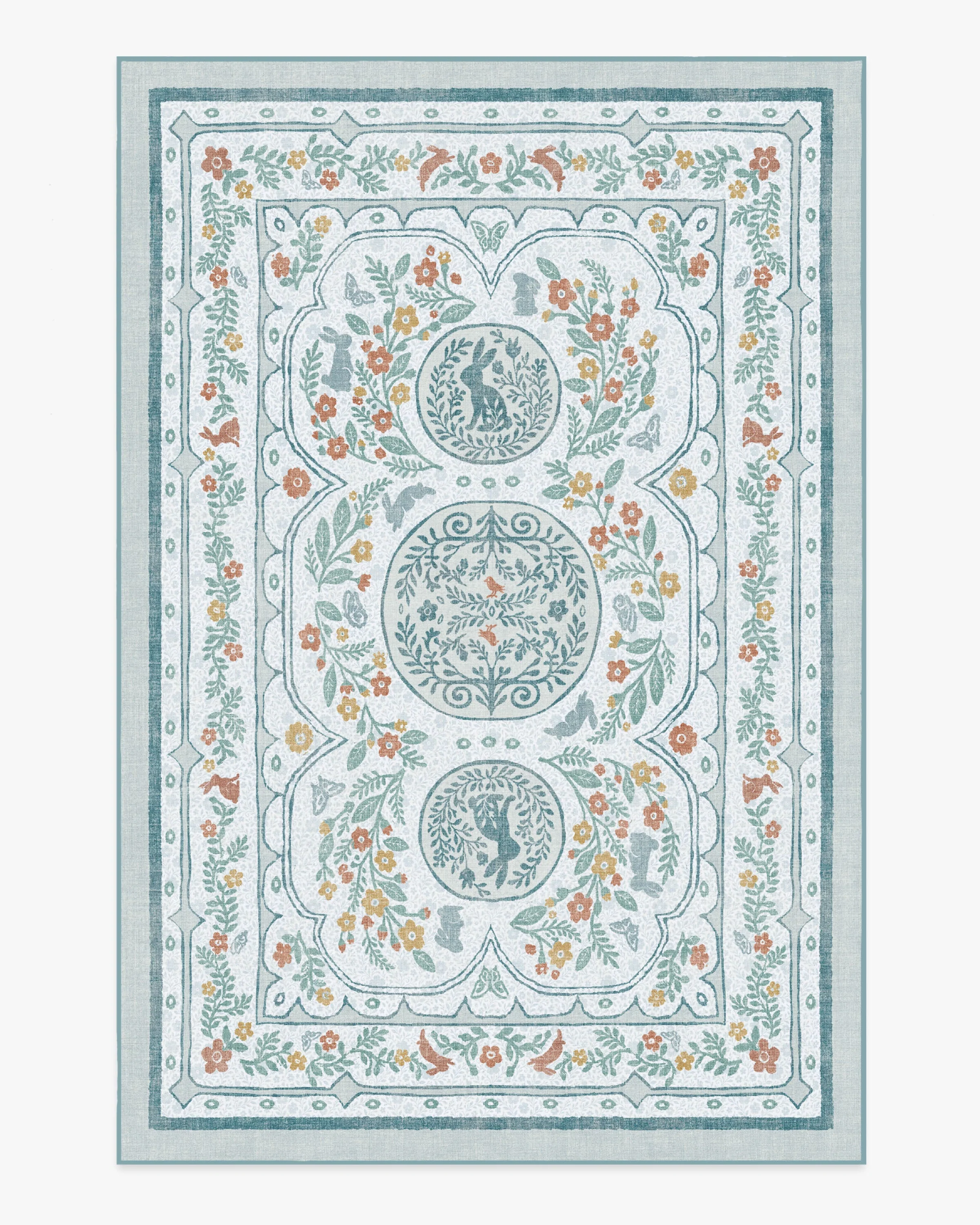 Twin Bunny Border Blue Rug - Image 8