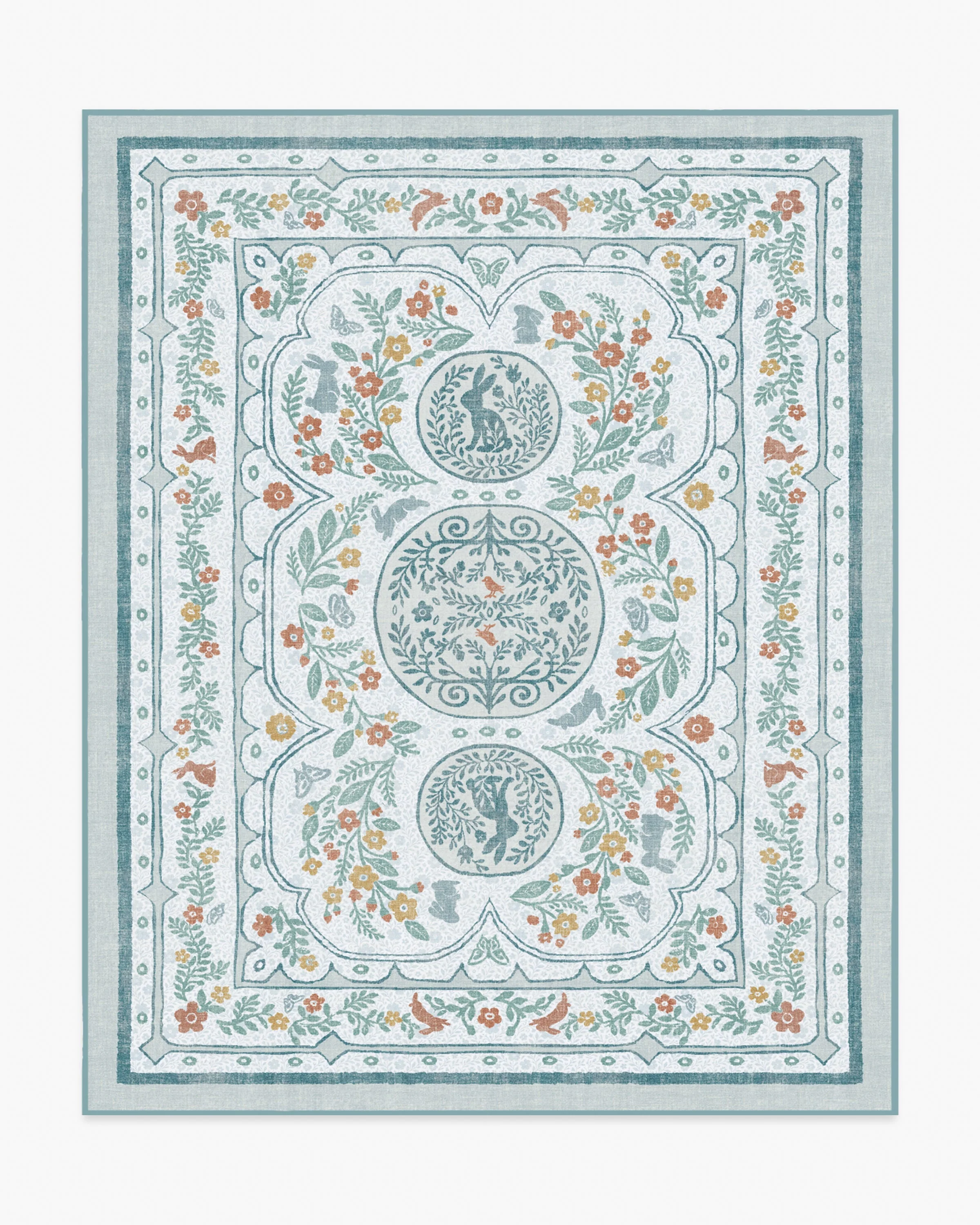 Twin Bunny Border Blue Rug - Image 9