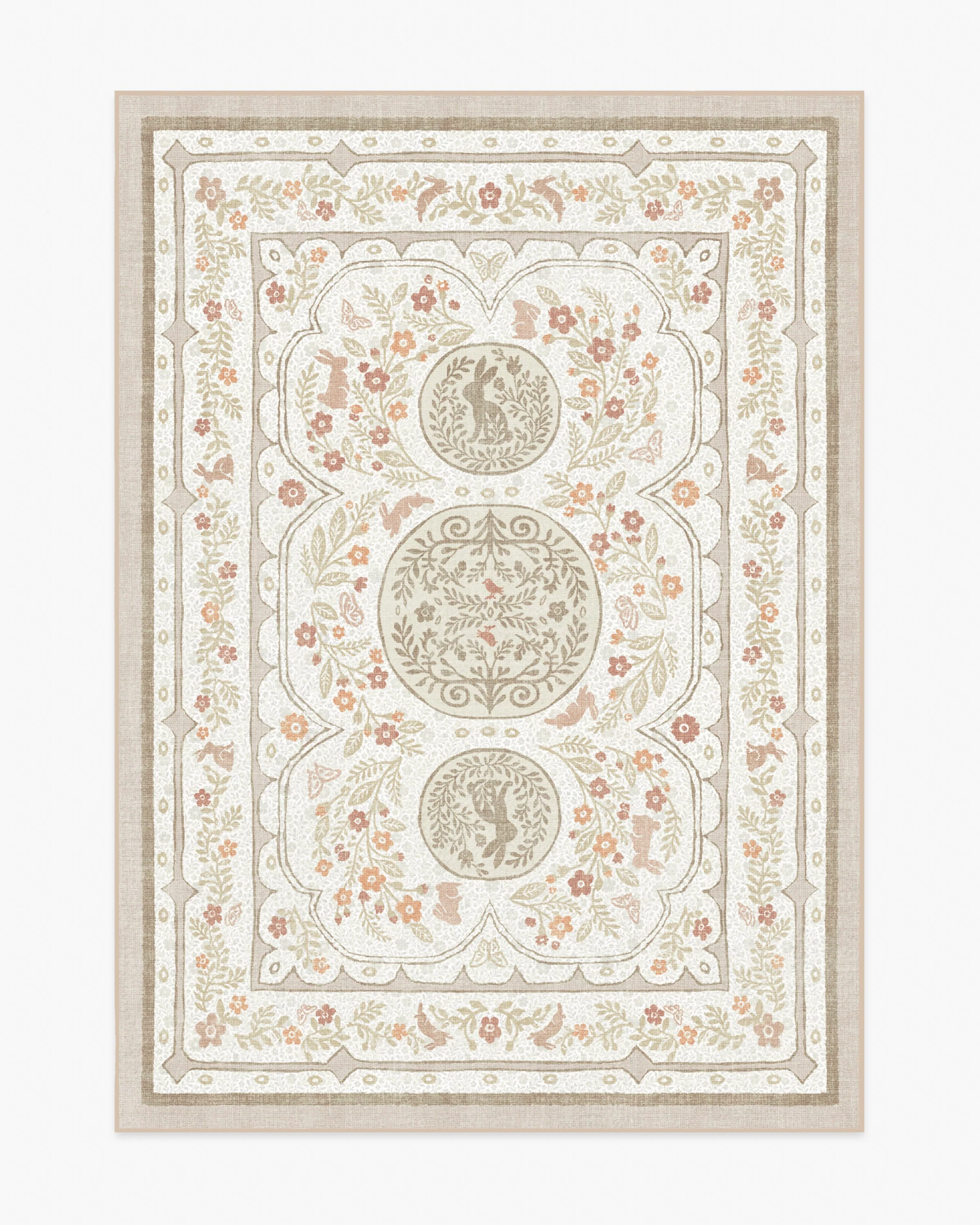 Twin Bunny Border Natural Flatwoven Rug