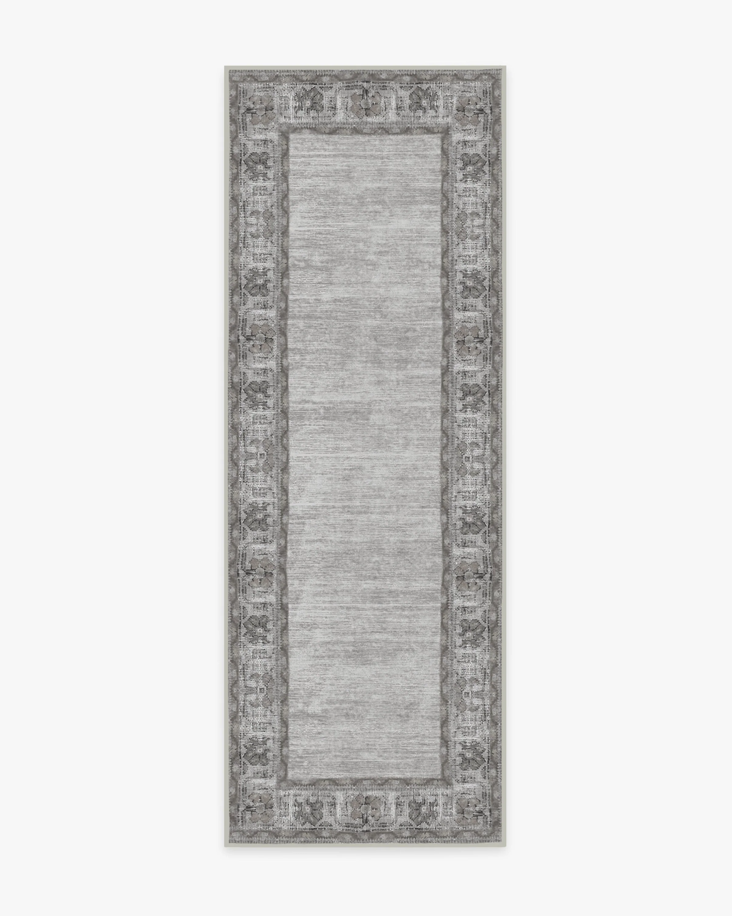 Vintage Daisy Bordered Grey Flatwoven Rug - Image 10