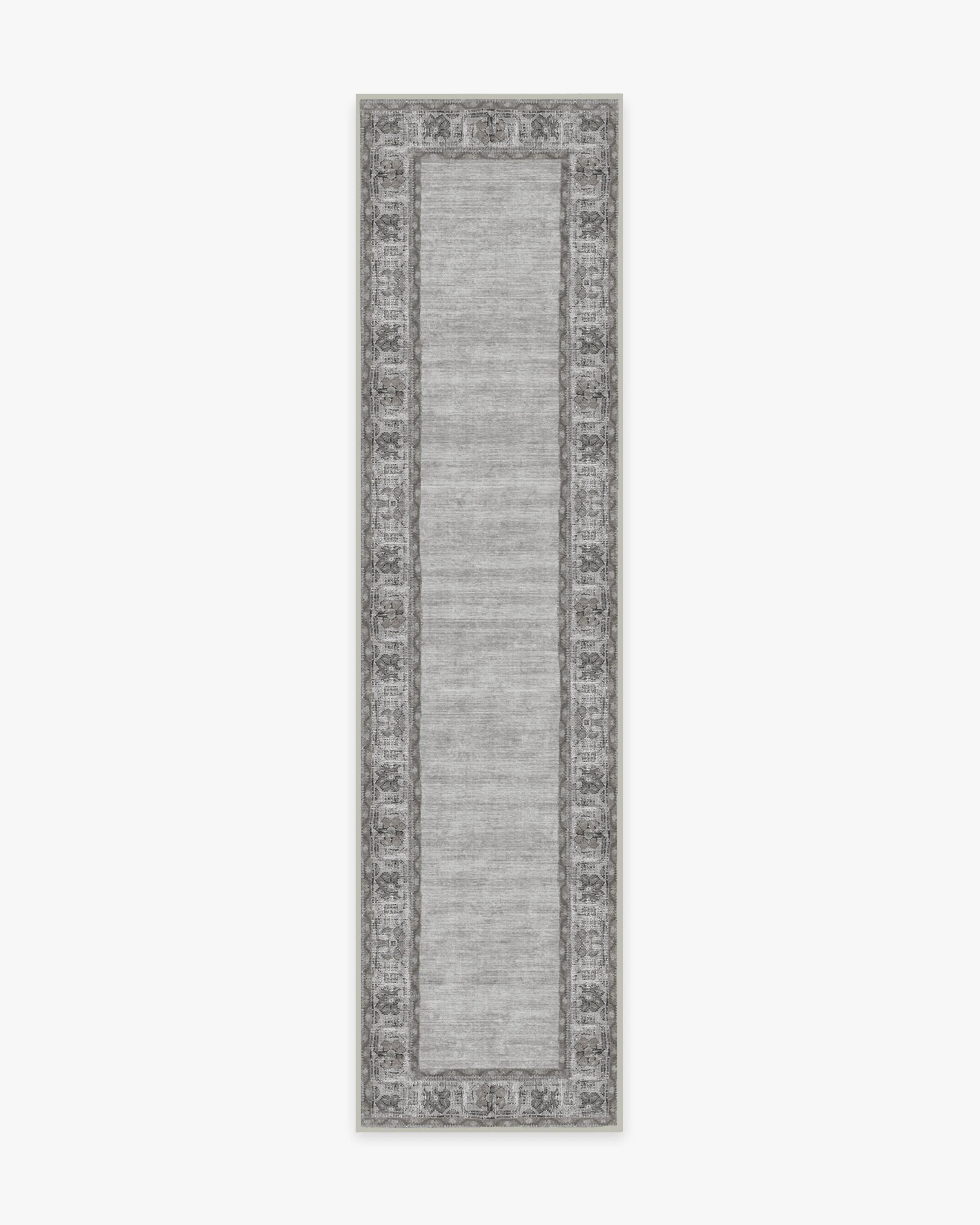 Vintage Daisy Bordered Grey Flatwoven Rug - Image 11