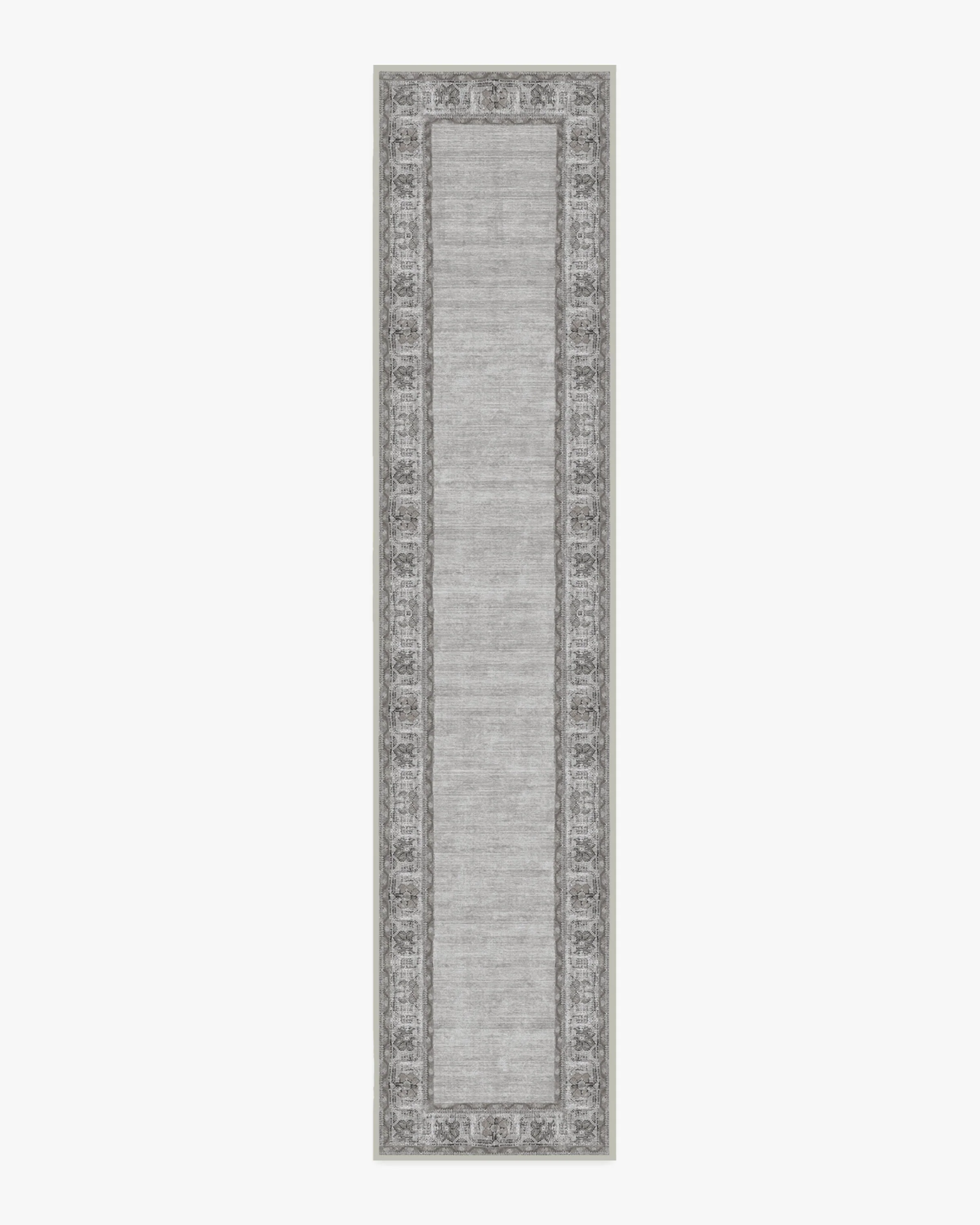 Vintage Daisy Bordered Grey Flatwoven Rug - Image 12