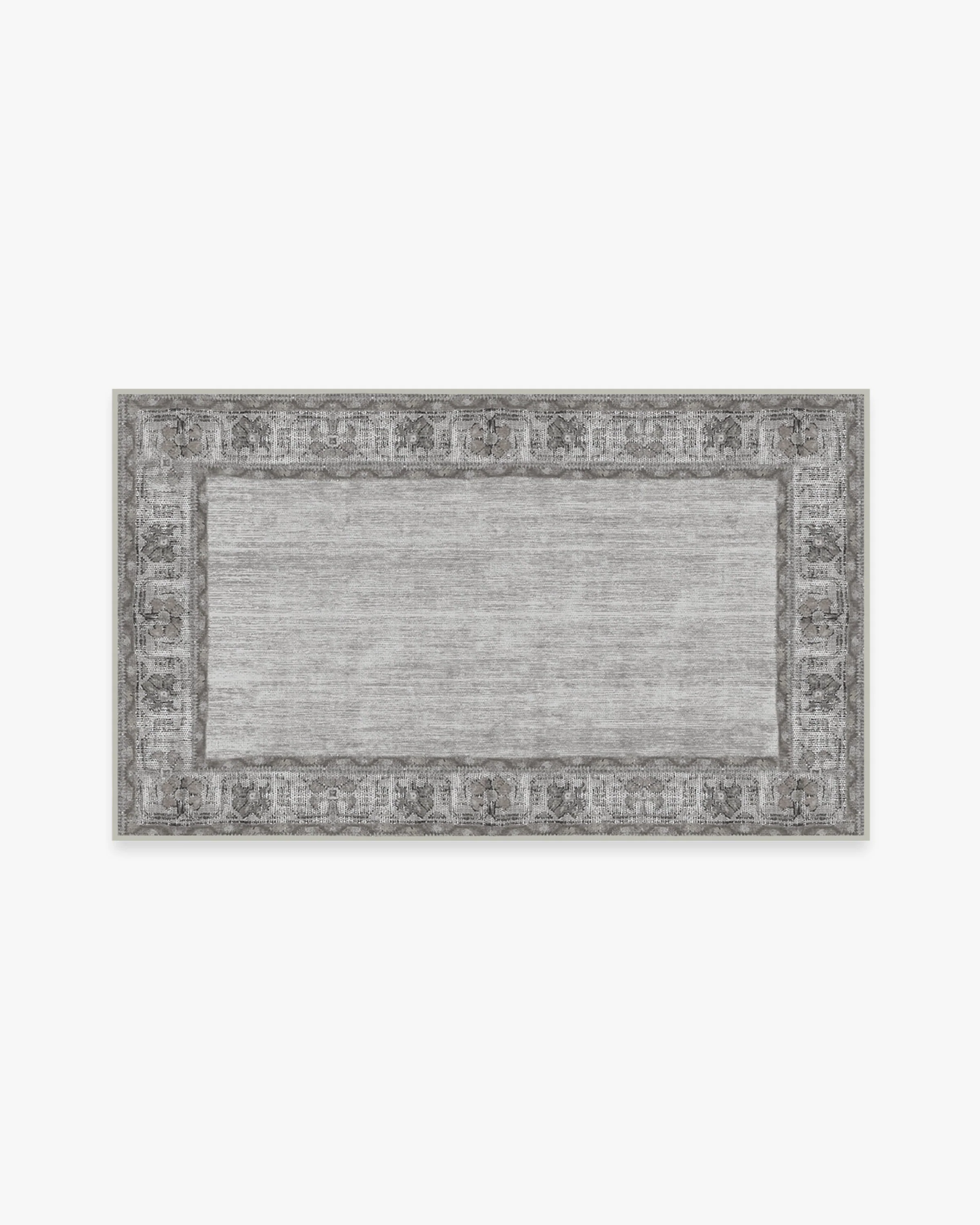 Vintage Daisy Bordered Grey Flatwoven Rug - Image 13