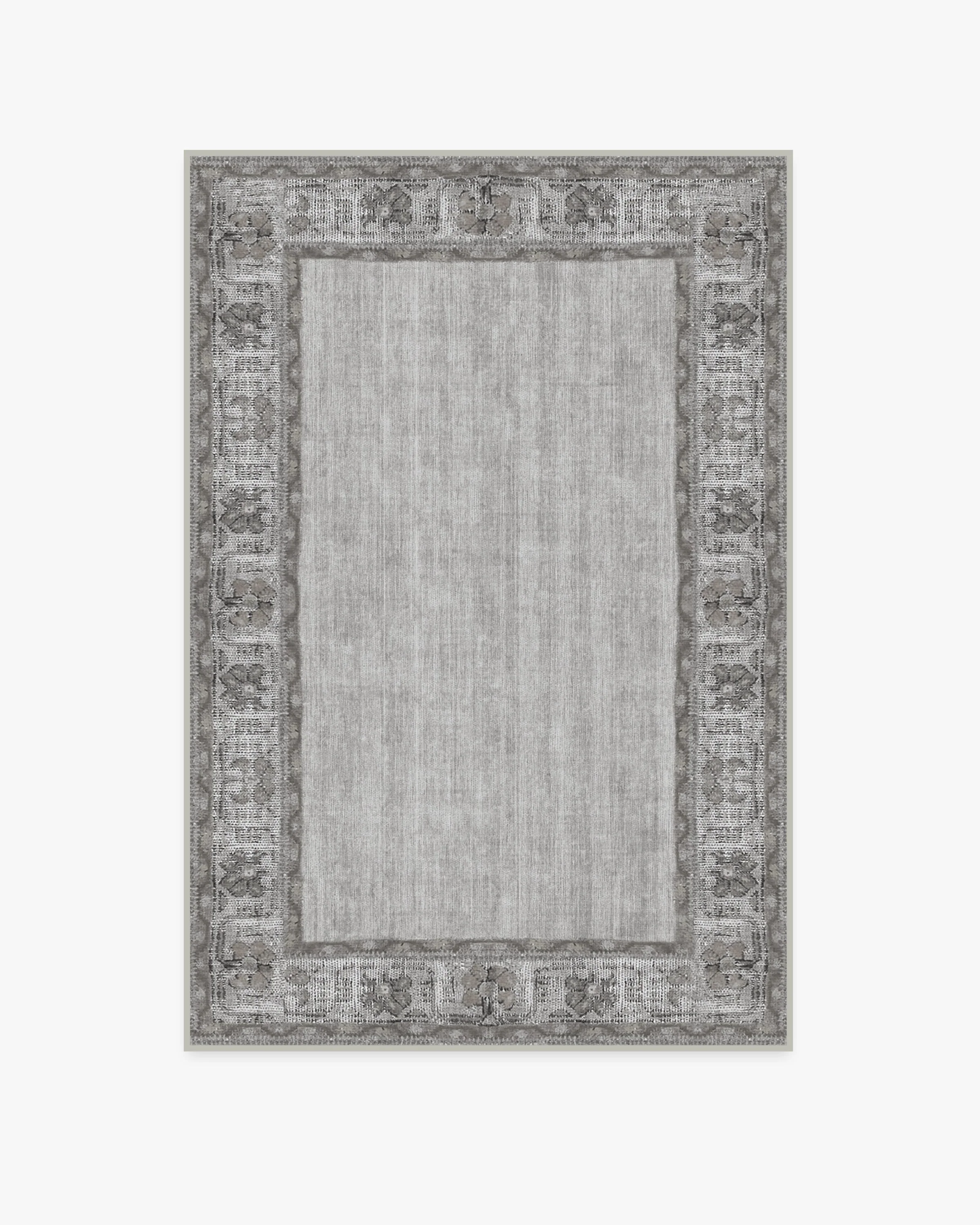 Vintage Daisy Bordered Grey Flatwoven Rug - Image 14
