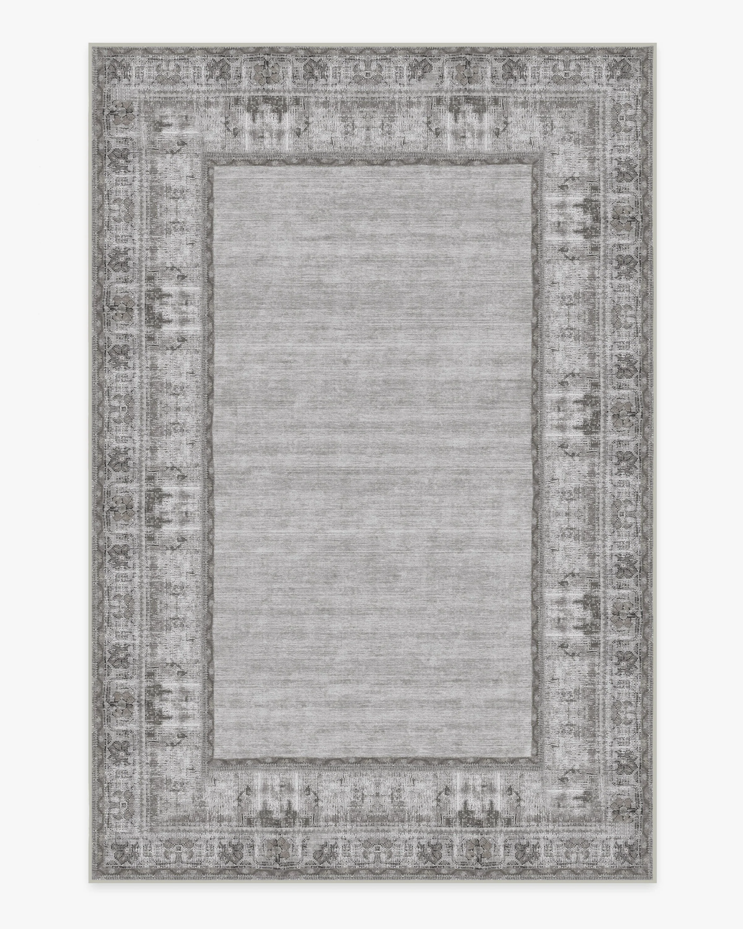 Vintage Daisy Bordered Grey Flatwoven Rug - Image 15