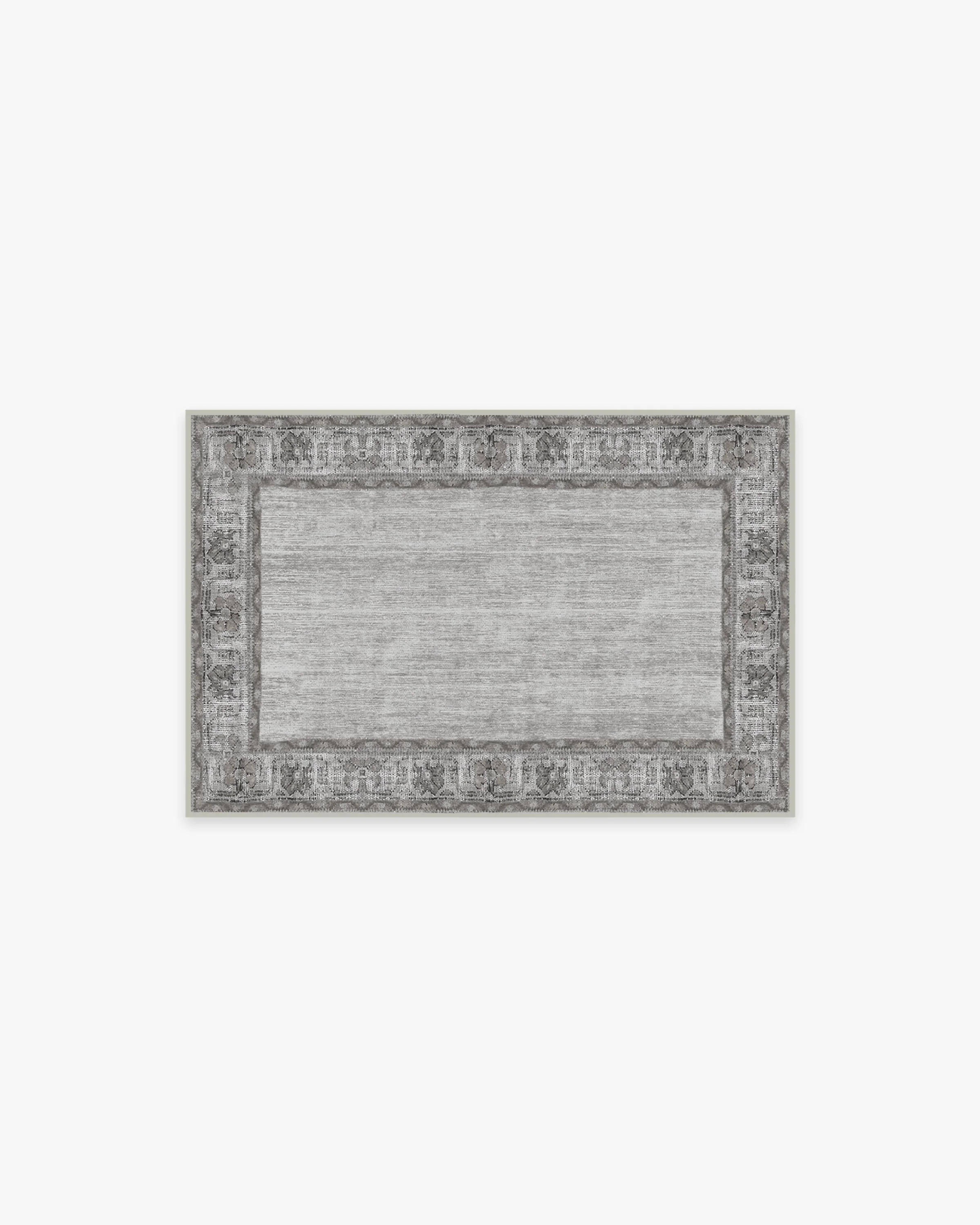Vintage Daisy Bordered Grey Flatwoven Rug - Image 9