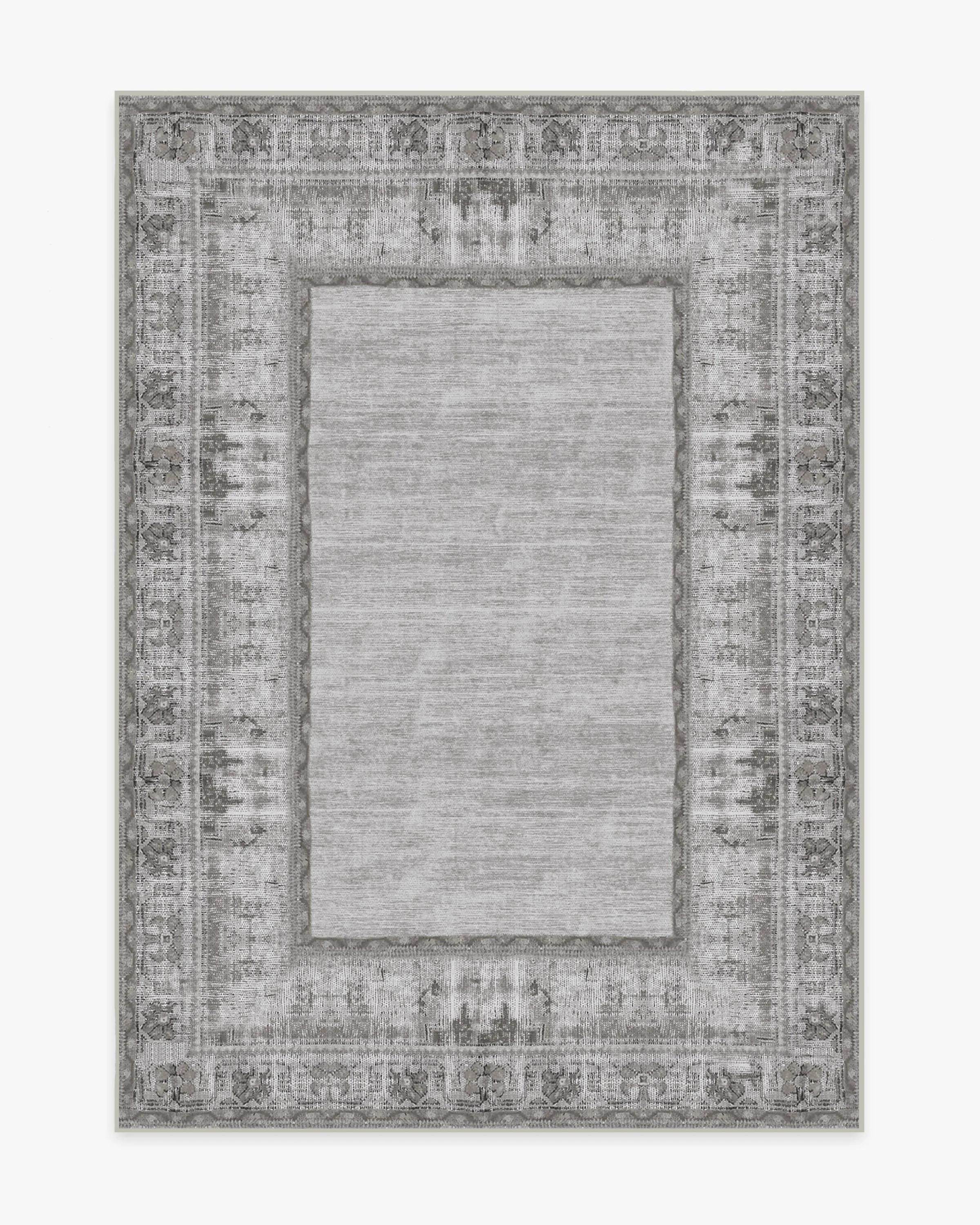 Vintage Daisy Bordered Grey Rug