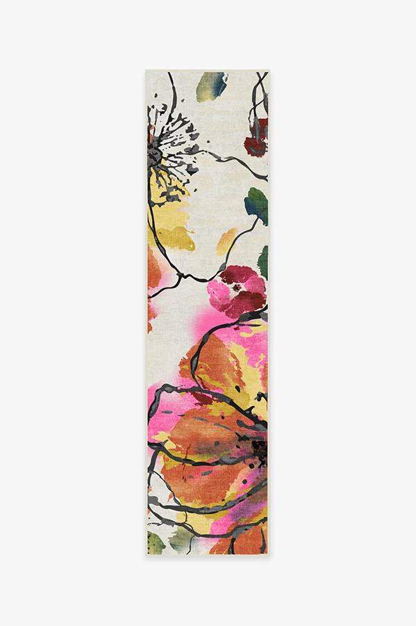 Watercolour Floral Multicolour Flatwoven Rug - Image 11