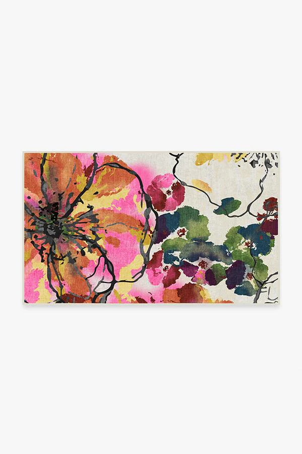 Watercolour Floral Multicolour Flatwoven Rug - Image 12