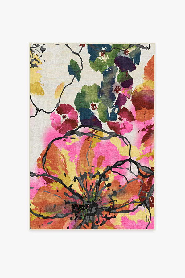 Watercolour Floral Multicolour Flatwoven Rug - Image 13