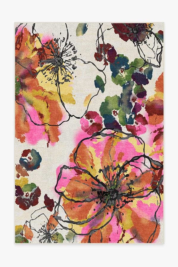 Watercolour Floral Multicolour Flatwoven Rug - Image 14