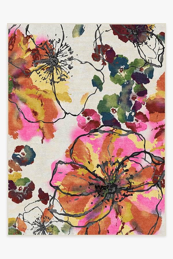 Watercolour Floral Multicolour Flatwoven Rug - Image 16
