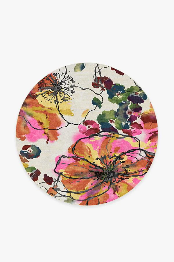 Watercolour Floral Multicolour Flatwoven Rug - Image 17