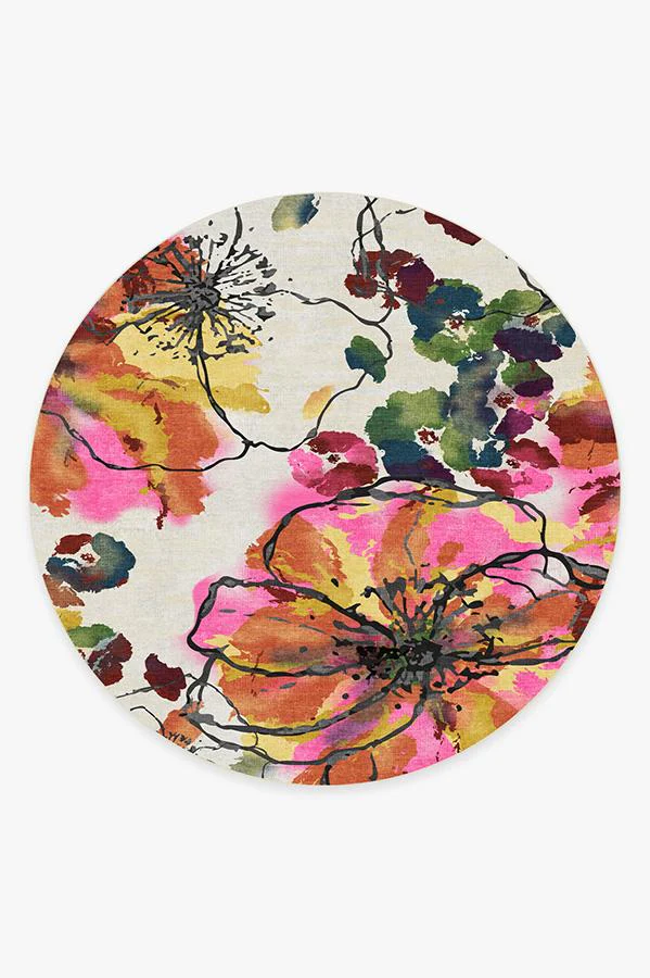 Watercolour Floral Multicolour Flatwoven Rug - Image 18