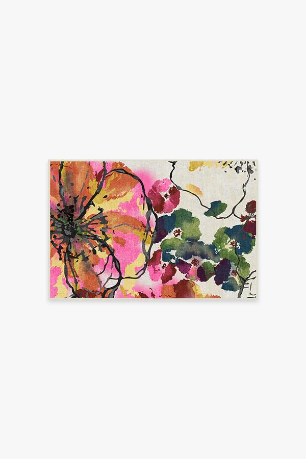 Watercolour Floral Multicolour Flatwoven Rug - Image 9