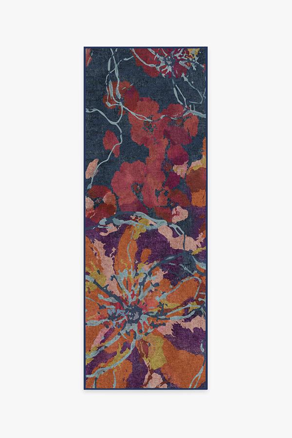 Watercolor Floral Navy Flatwoven Rug - Image 10