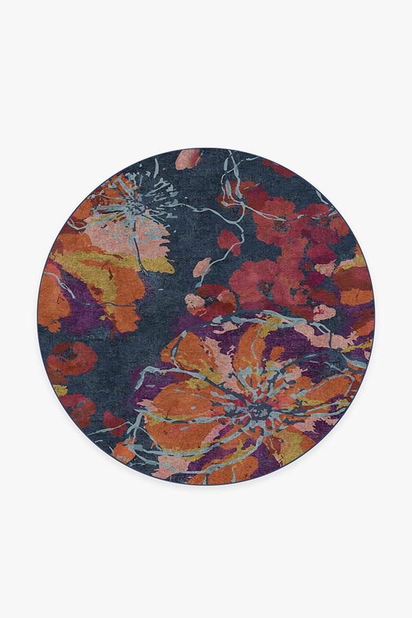 Watercolor Floral Navy Flatwoven Rug - Image 17