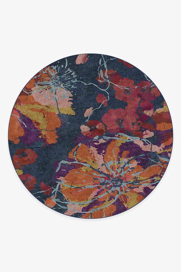 Watercolor Floral Navy Flatwoven Rug - Image 18