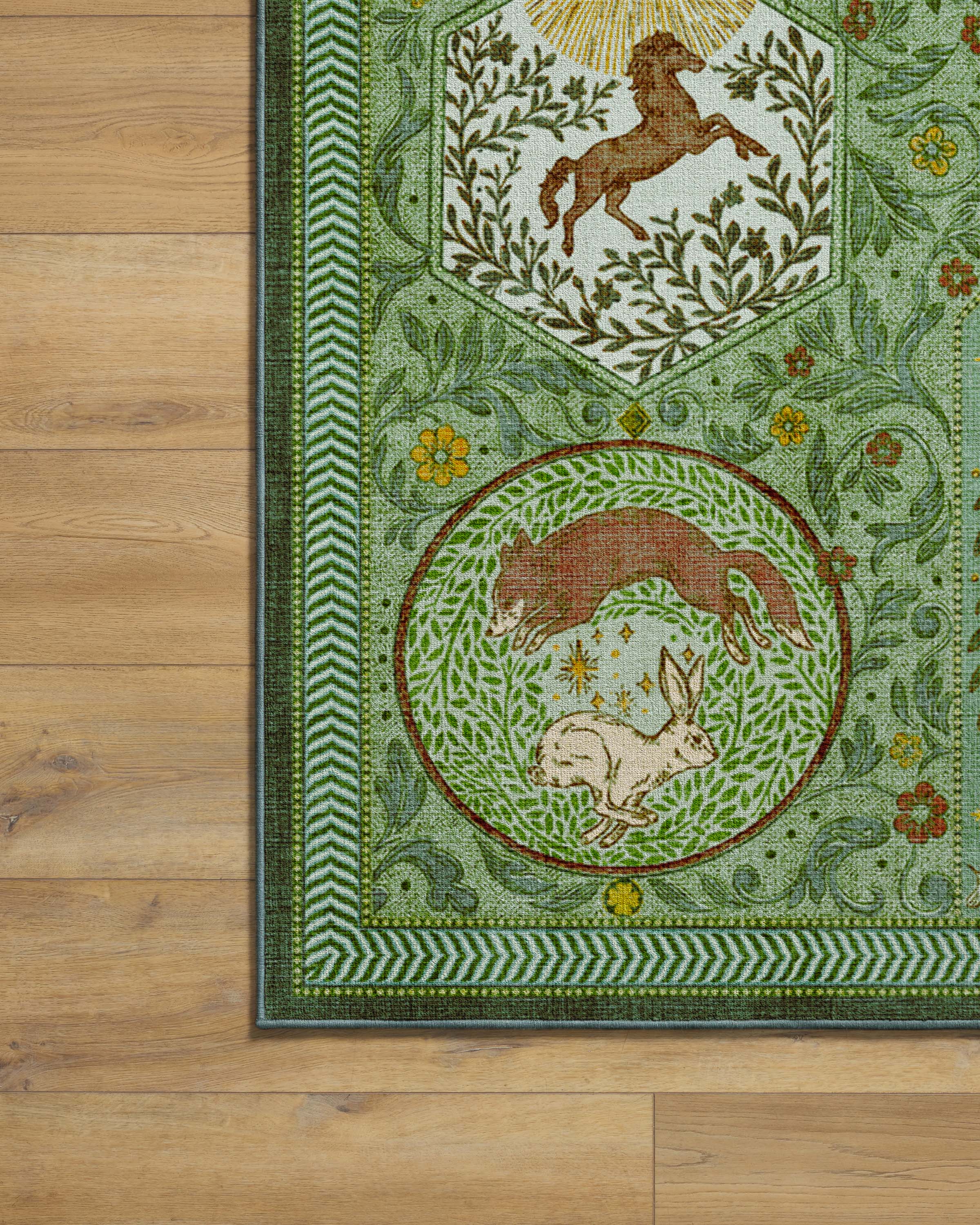 Woodland Wanderer Green Flatwoven Rug - Image 5