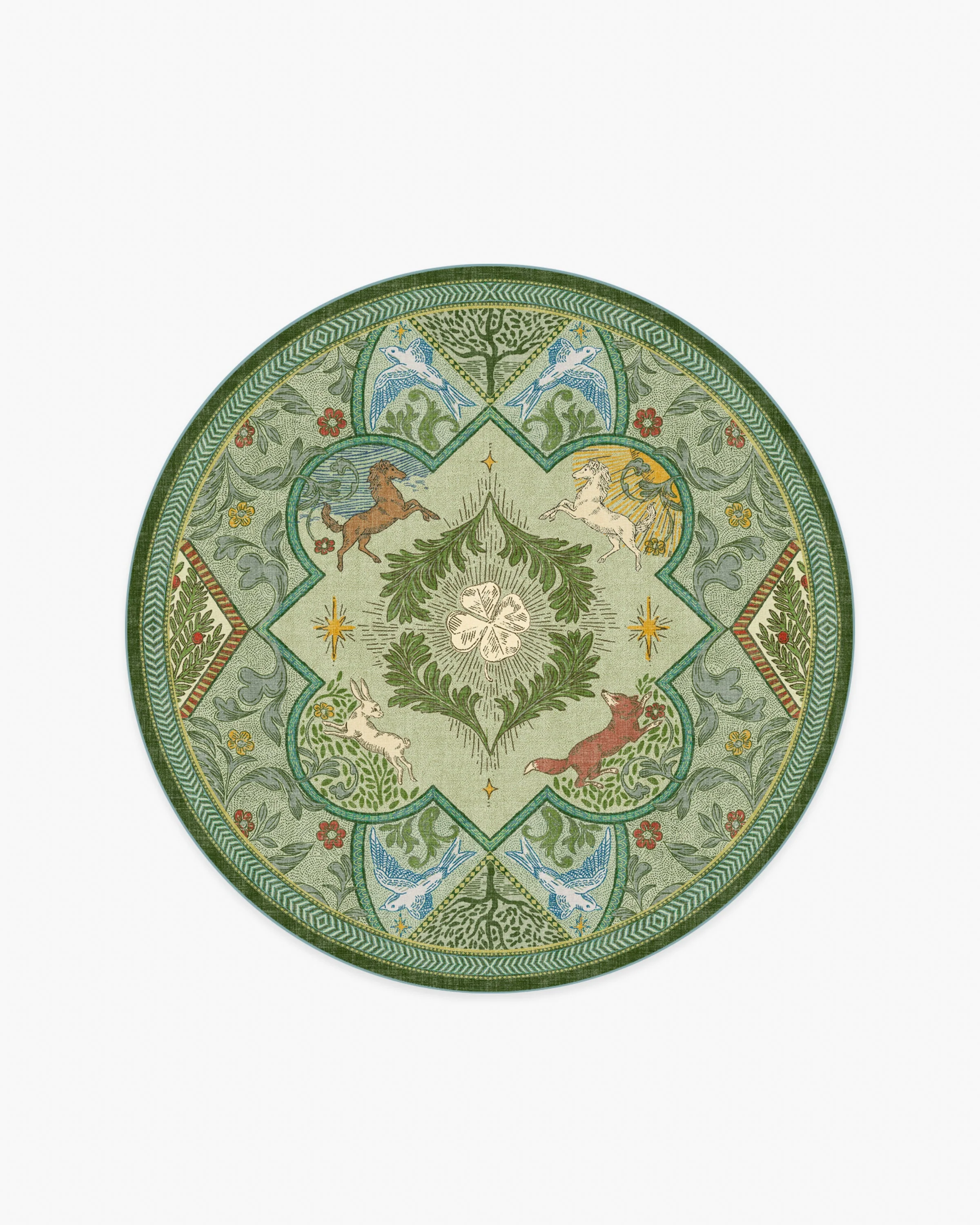 Woodland Wanderer Medallion Green Flatwoven Rug