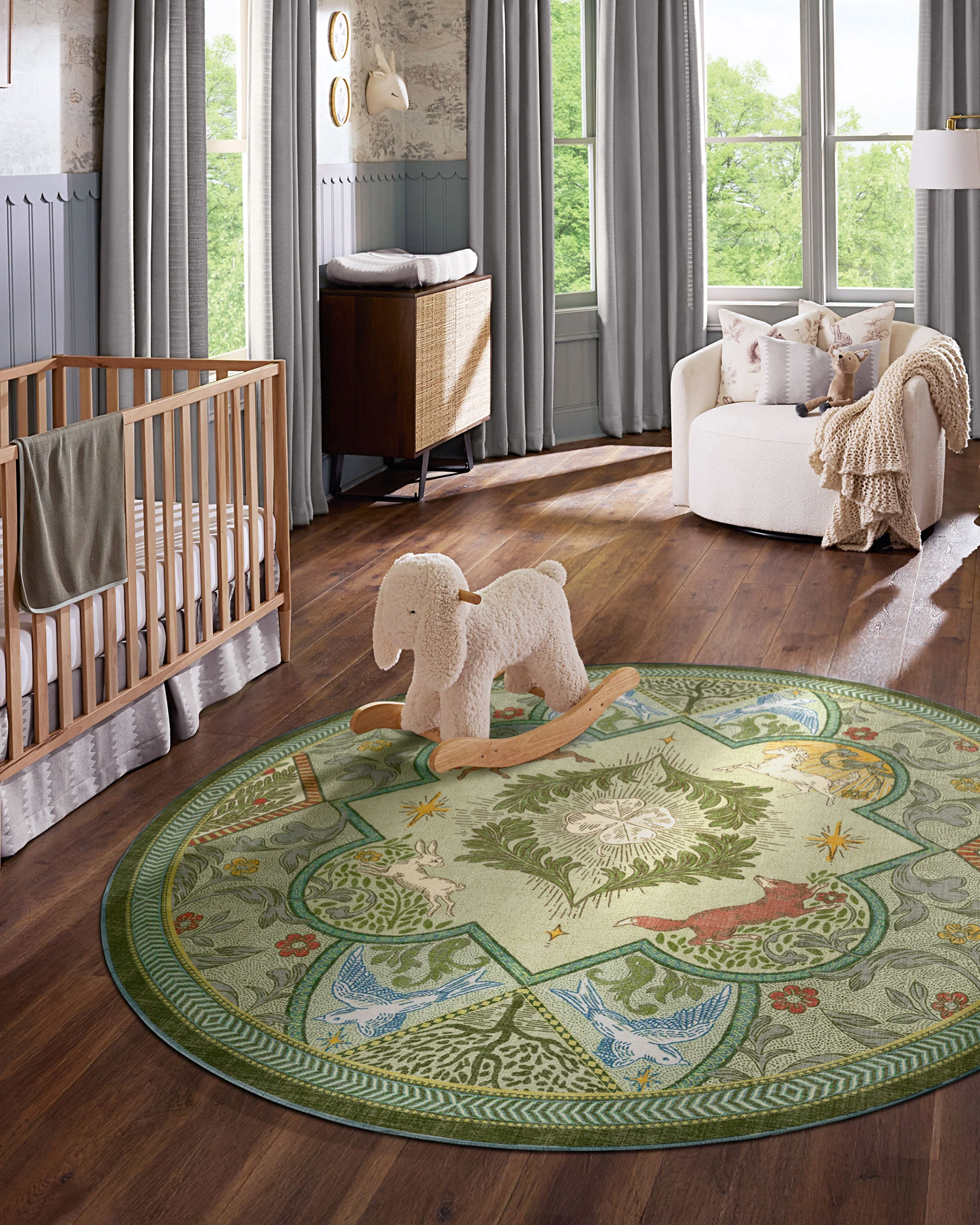 Woodland Wanderer Medallion Green Rug - Image 2